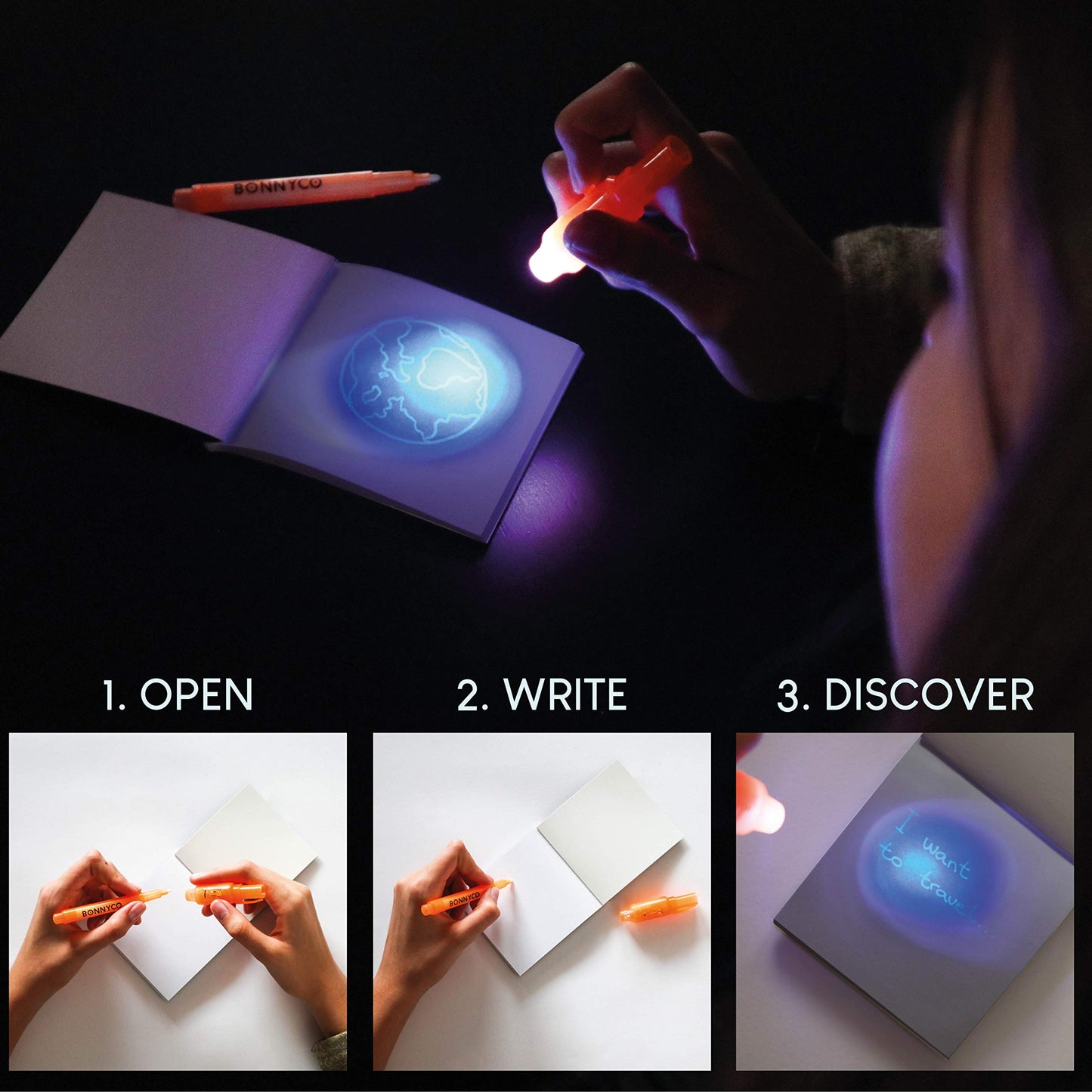 BONNYCO Invisible Ink Pen and Notebook Pack 16, Party Favors for Kids. Magic Spy Pen Goodie Bags Stuffers for Kids, Goody Bag Stuffers Pinata. Return Gifts Birthday Party, Classroom Prizes Students