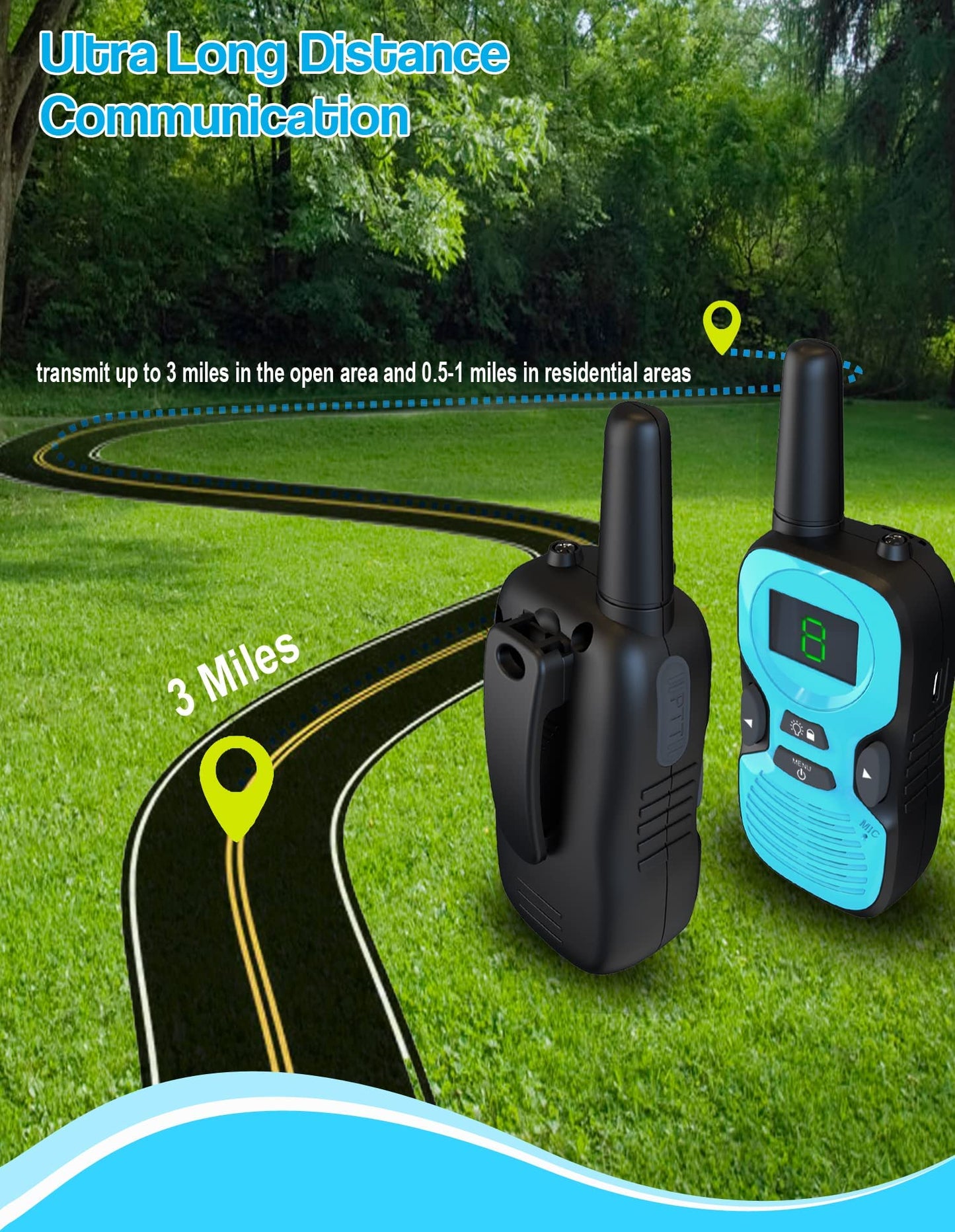 Walkie Talkies for Kids - Rechargeable 4 Pack: Walky Talky for Kids with Charger Battery - Walkie-Talkies Long Range Outdoor, Hiking, Camping Toys for 3-12 Year Old Girls Boys