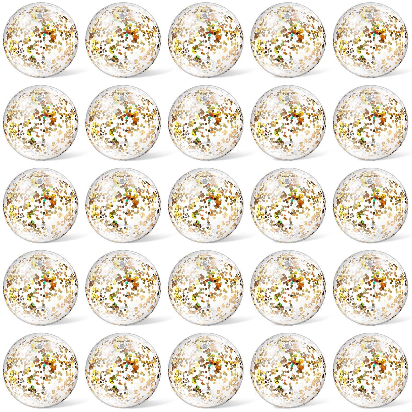 Hungdao 25 Pcs Inflatable Glitter Beach Ball 8 Inches Mini Clear Floatable Confetti Ball for Kids Bulk Swimming Pool Theme Party Toy for Hawaiian Theme Party Decorations Favors Supplies(Gold)