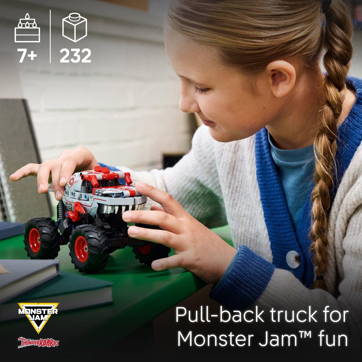 LEGO Technic Monster Jam ThunderROARus Pull-Back Monster Truck Toy - Building Toy for Kids, Boys and Girls, Ages 7+ - Creative Gift Idea for Lovers of Trucks - 42200