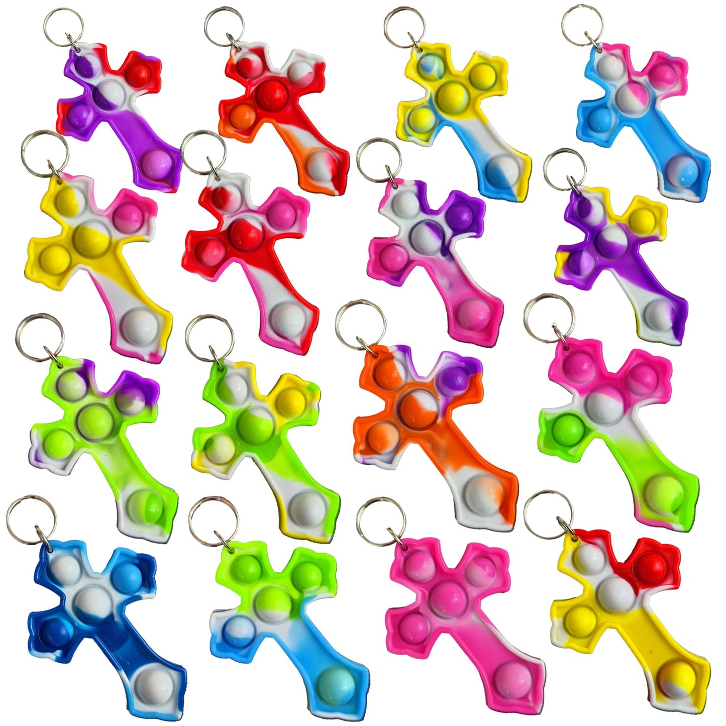Pbolmpop 100 pcs Bulk Cross Fidget Mini Pop Keychain, Holiday Party Favors For Kids Boy and Girls Toys, Birthday Supplies Classroom Summer Student gifts