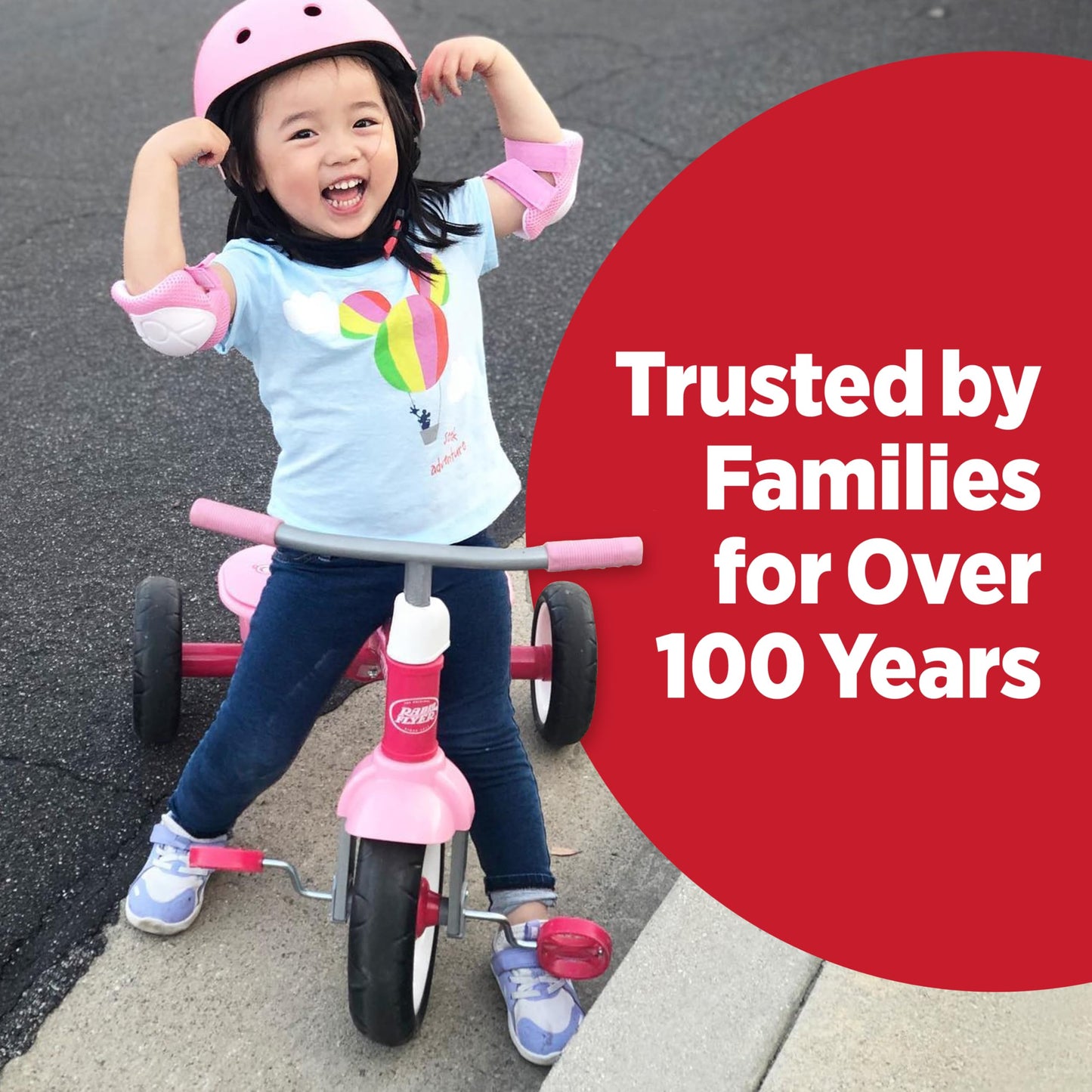 Radio Flyer Pink Rider Trike, for Ages 2.5-5, Adjustable Seat, Steel Construction, Quiet Ride Wheels, Covered Storage Bin, Comfort Grip Handlebars, Easy Carry Seat Handle, Tricycle for Toddlers