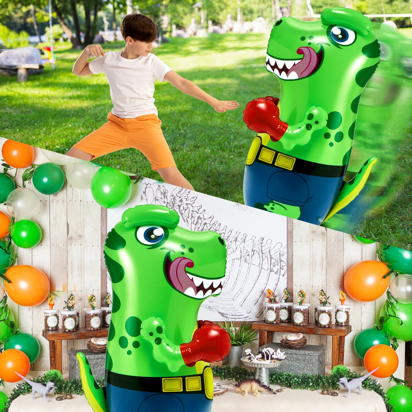 JOYIN Inflatable T.rex Dinosaur Bopper 47 Inches, Bop Bag Inflatable Punching Toy, Kids Punching Bag with Bounce-Back Action