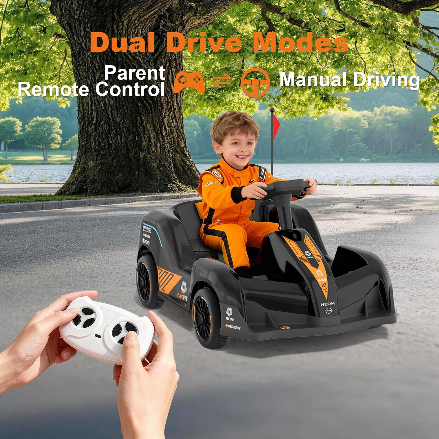 12V Ride on Electric Car for Toddlers 1-3, Battery Powered Remote Control Toddlers Car with Bluetooth, Story, Music, Ride on Cart for Boys Girls