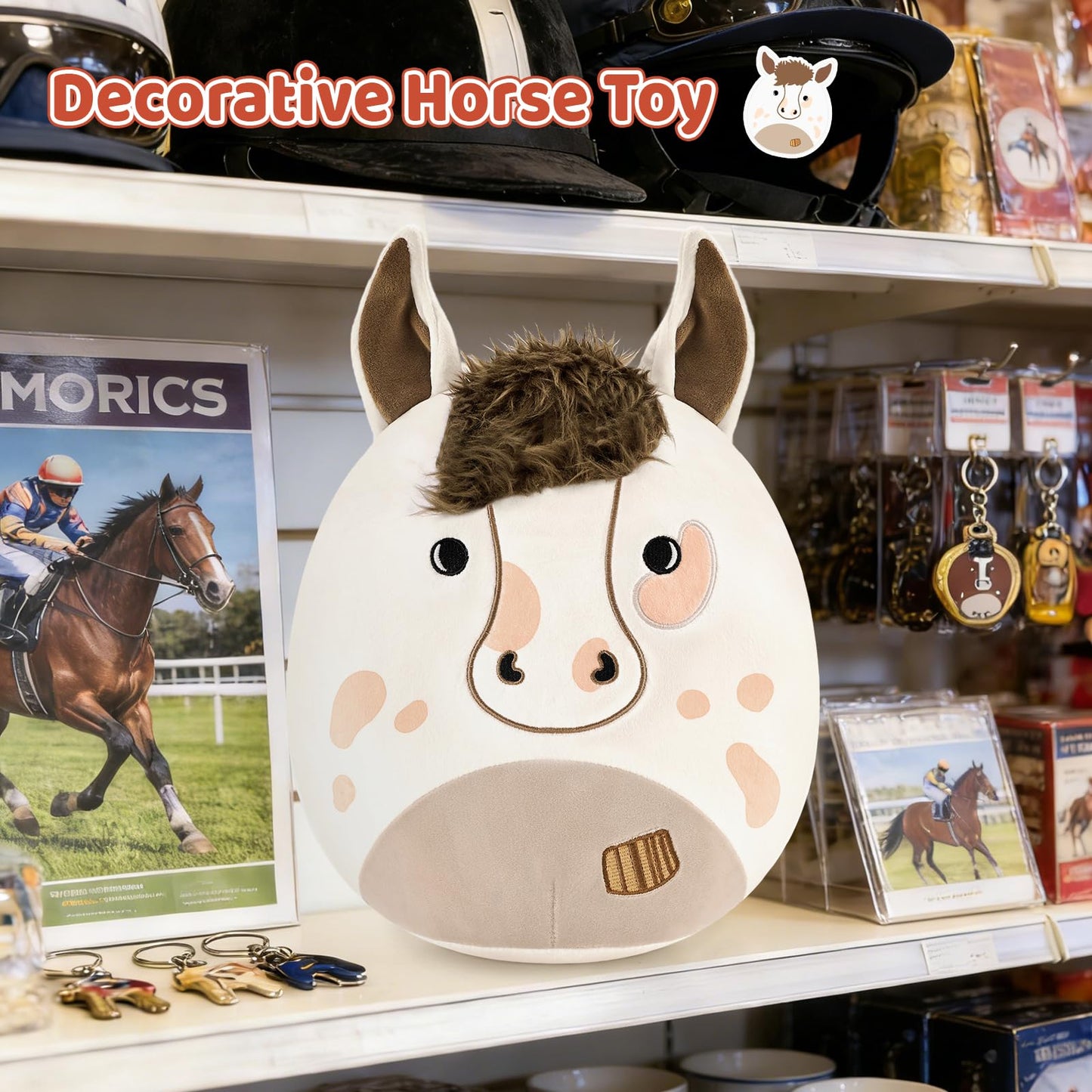PEACH CAT Original Appaloosa Horse Stuffed Animal 12" Cute Horse Plush Soft Plushies Toys Gifts for Kids Adults White
