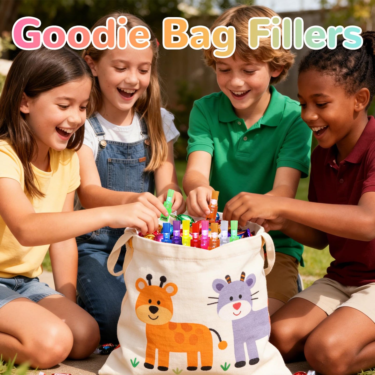 Mikulala 50 Pack Animal Party Favors, 40 Pcs Animal LED Finger Lights & 10 Pcs Temporary Tattoos, Birthday Gifts Goodie Bag Stuffers, Glow in The Dark Toys Bulk Classroom Prizes Party Supplies