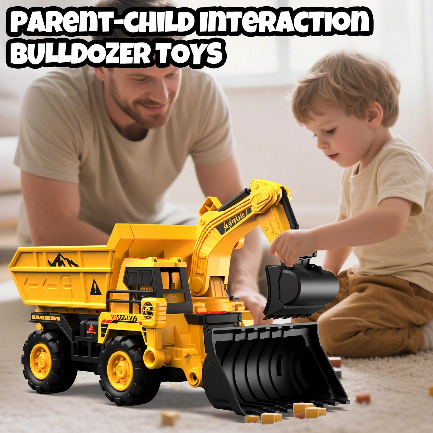 Construction Toy Truck with Race Track Launcher, 2-in-1 Storage Dump Truck and Excavator Playset with 10 Mini Cars, Racing Track Toys for Kids Ages 3-8, Birthday Gift for Boys Girls