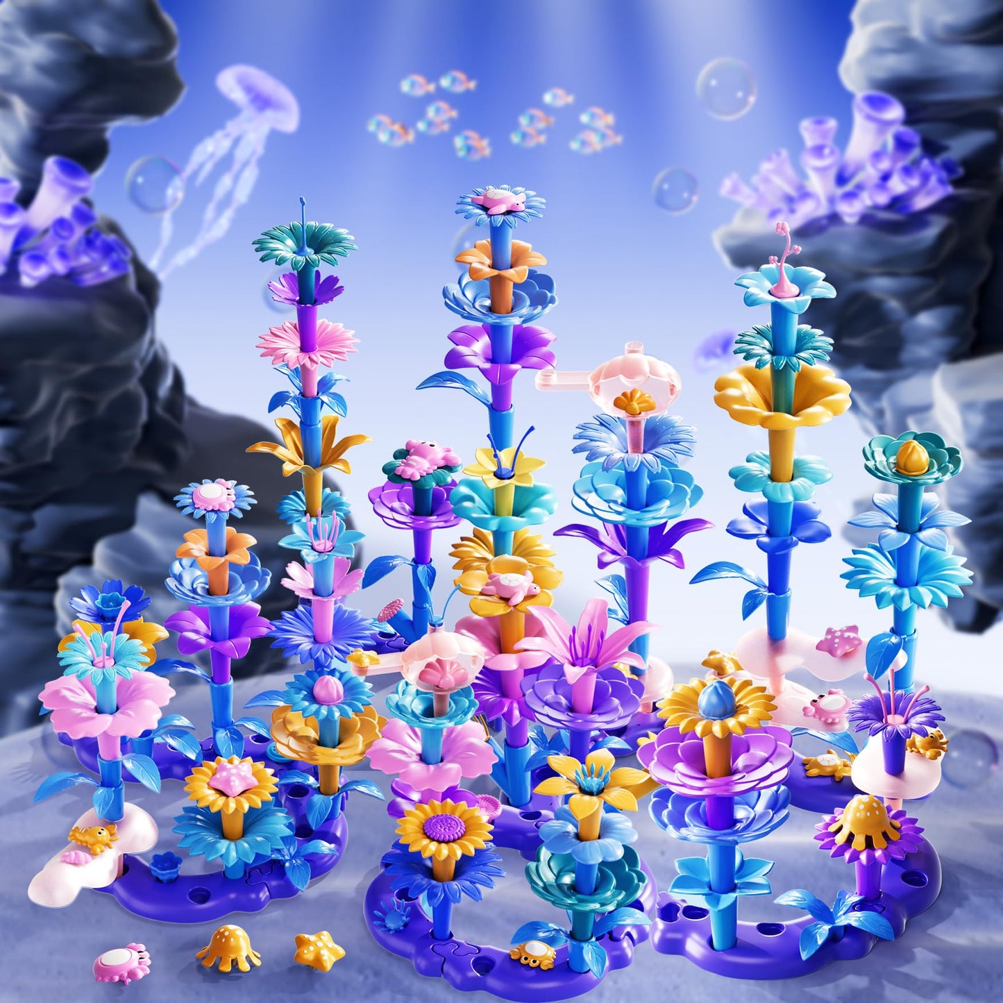 LILYBUDS 97 Pcs 3 Year Old Girl Gifts,Flower Garden Building Toy Set Toddlers Toys Gifts Best Educational Learning Fine DIY Crafts Stem Construction Stacking Kit,for 3 4 5 6 7 Year Kids Birthday