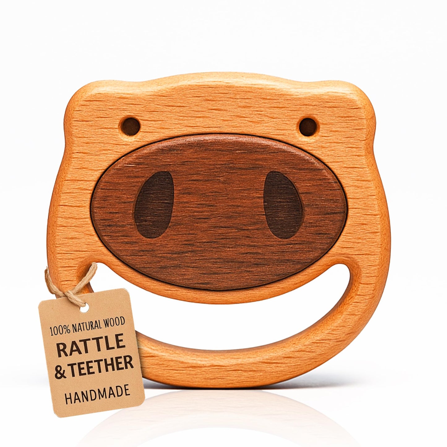 First Baby Rattle for Newborn (0–3 Months) – Natural Wooden Sensory Toy for Babies – Gentle Rattle Sound, Safe First Handheld Infant Toy Gift