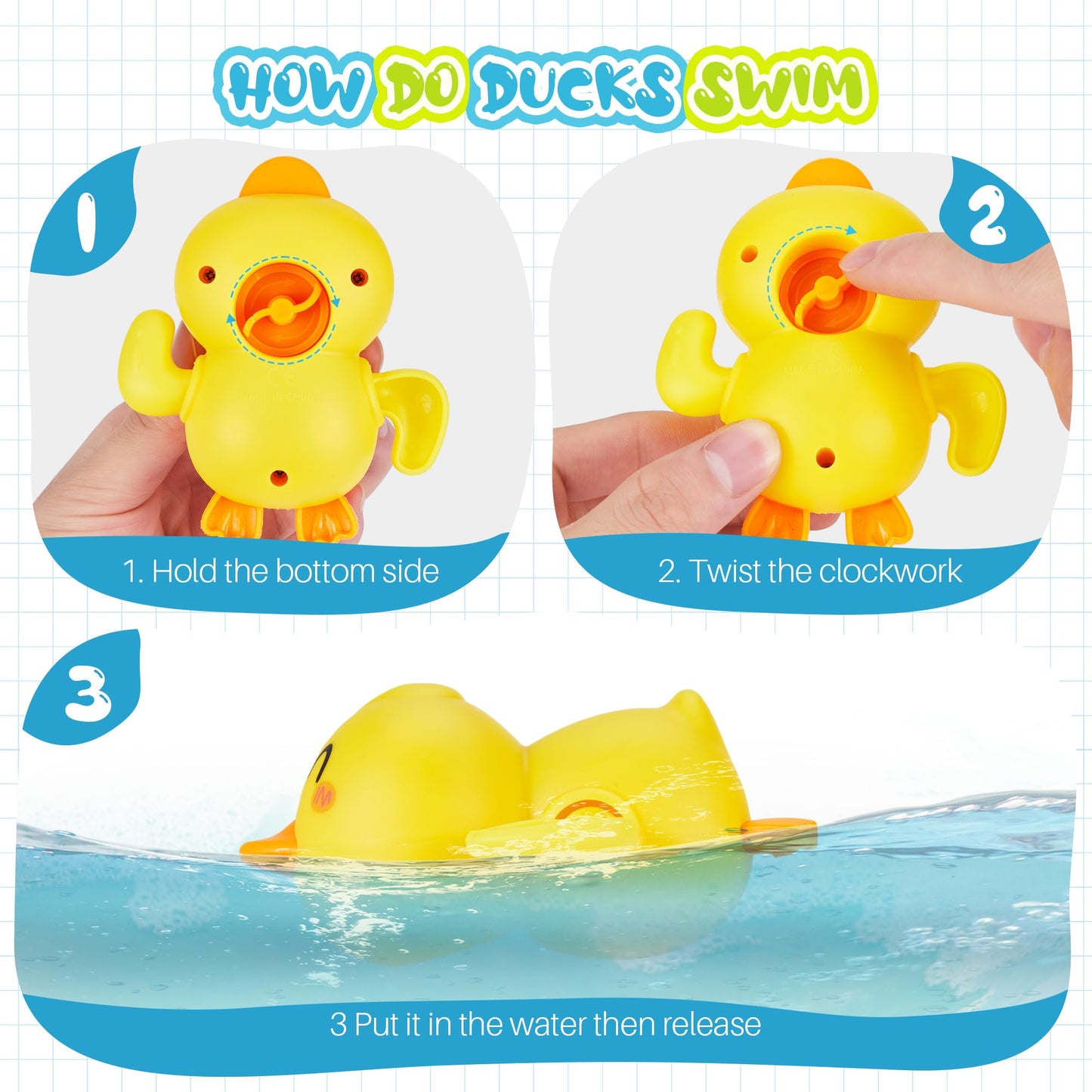 EKU Hippo Bath Toys for Kids Ages 18months+ Toddler with Burger Stacking Cups Swimming Duck Crab Bath Time Water Play Toys Bathtub Toys