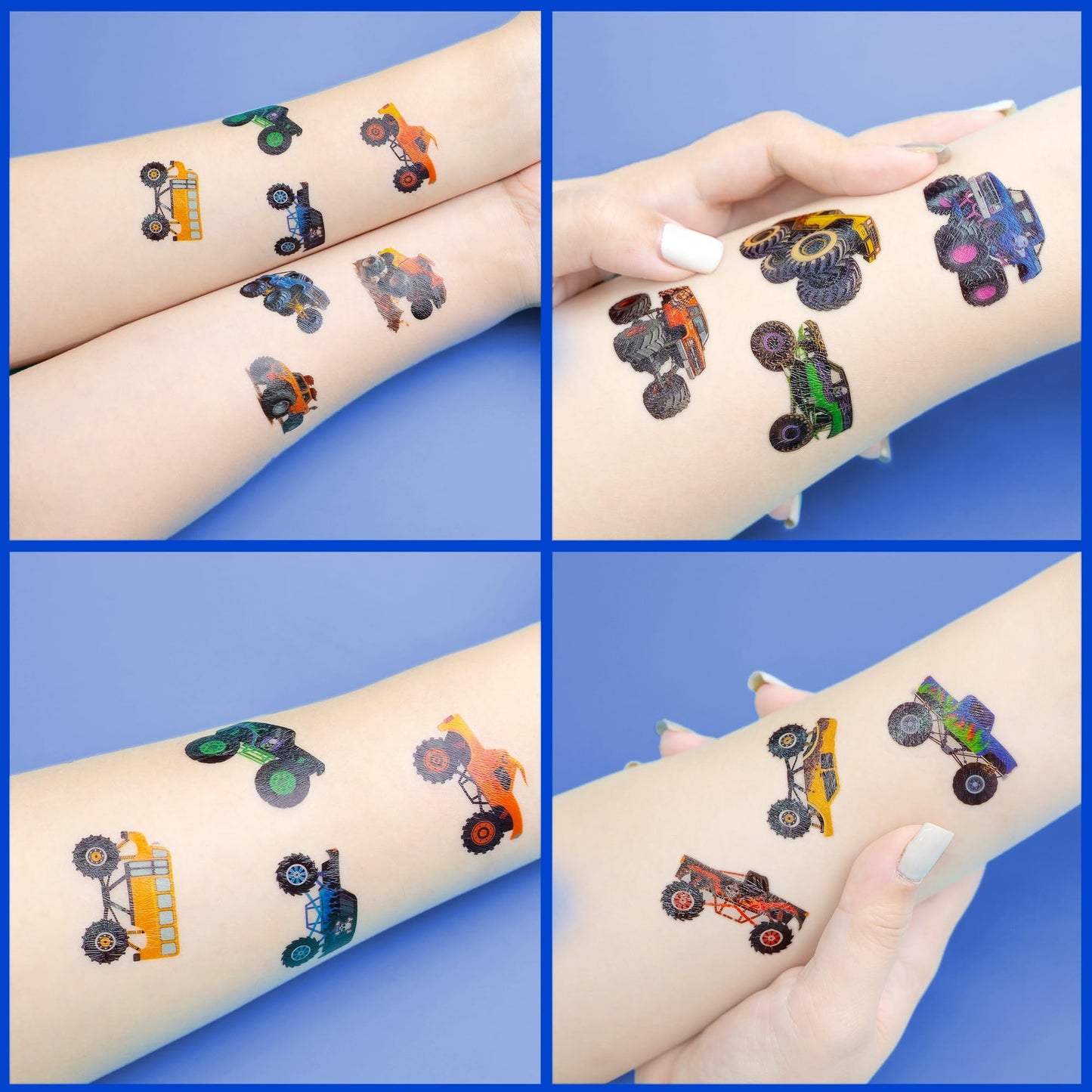 120 PCS Monster Truck Race Car Pre-Cut Temporary Tattoos for Kids | Super Cute Themed Birthday Party Favors, Supplies, Decorations, Fake Tattoo Stickers, Rewards & Gifts for Boys Girls