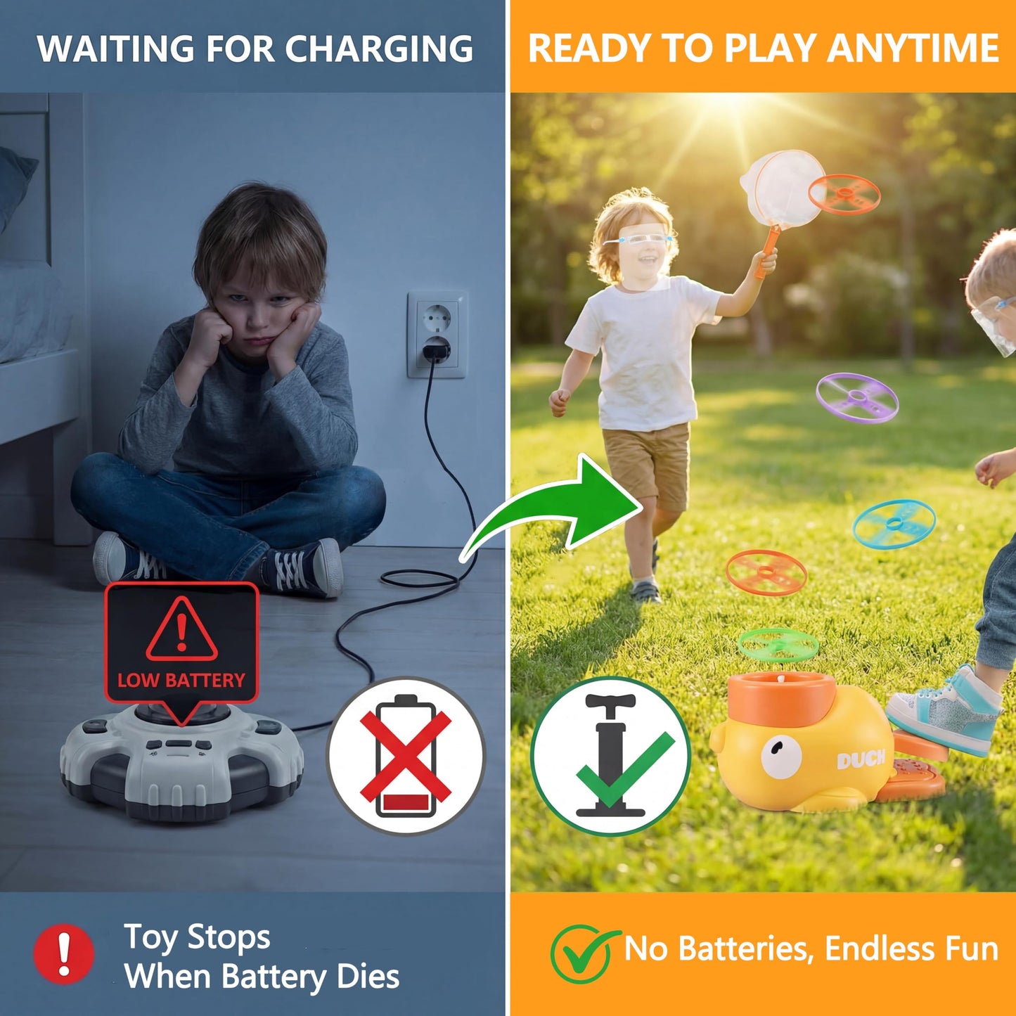 Duck Flying Disc Launcher for Kids: 12 Piece Flying Discs Launcher Throw and Chasing Catching Games - Outside Toys Kids Ages 3-5 6-8 Boys Girls Family Courtyard - Birthday Party Gift for Kids