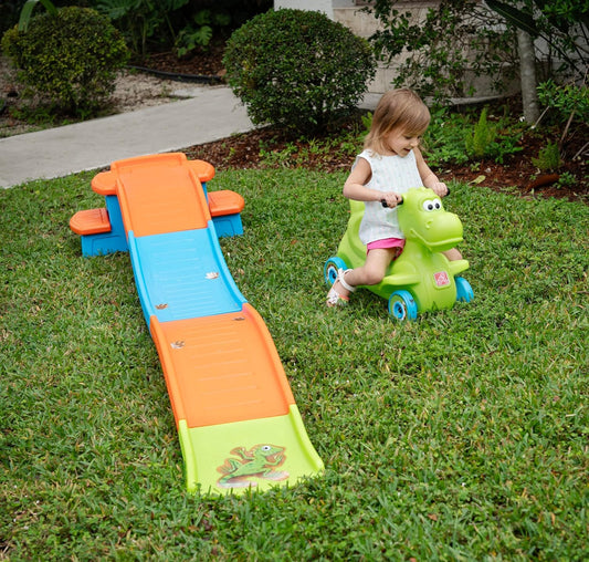 Step2 Dino Dash Up & Down Roller Coaster Kids Ride On Toy, Push Car, Indoor/Outdoor Playset, Made of Durable Plastic, Max Weight 50 lbs., for Toddlers 2-5 Years Old