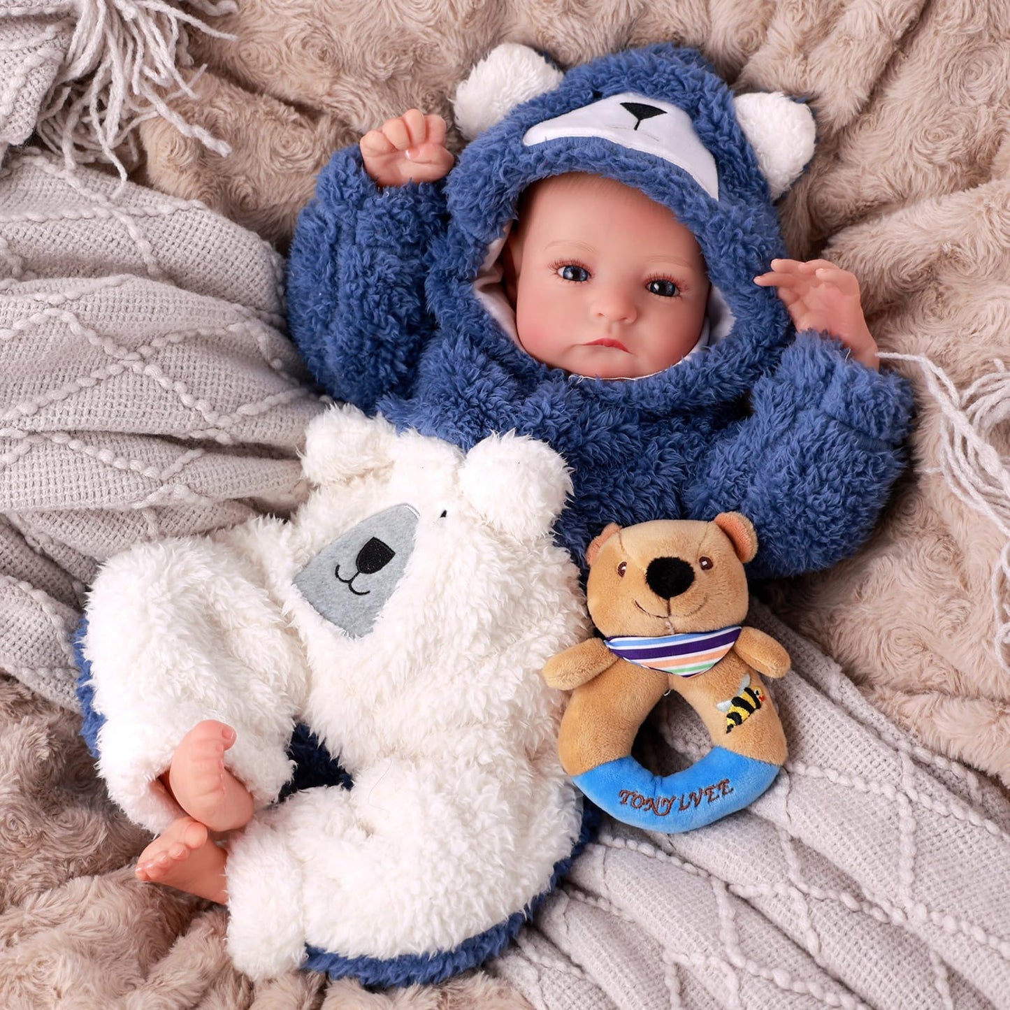 BABESIDE Realistic Reborn Baby Dolls Boy - Aiden(20 Inch) + Noah (17 Inch) Handmade Realistic Baby Doll Soft Body Realistic-Newborn Baby Doll with Toy & Gift Box for Kids Age 3 +
