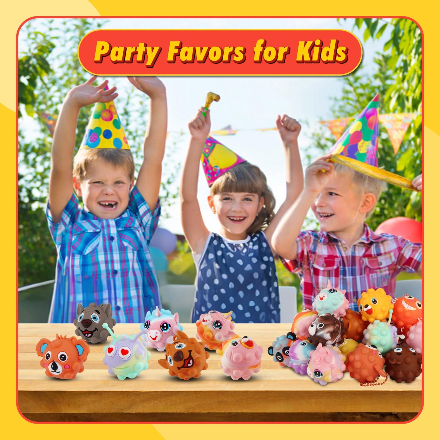 KissFree 24 PACK Animal Pop Balls Party Favors for Kids, 3D Pop Fidget Balls Toys Bulk, Gifts for Boys & Girls, Goodie Bag Stuffers, Pinata Stuffers, Treasure Box Toys, Prizes for Kids