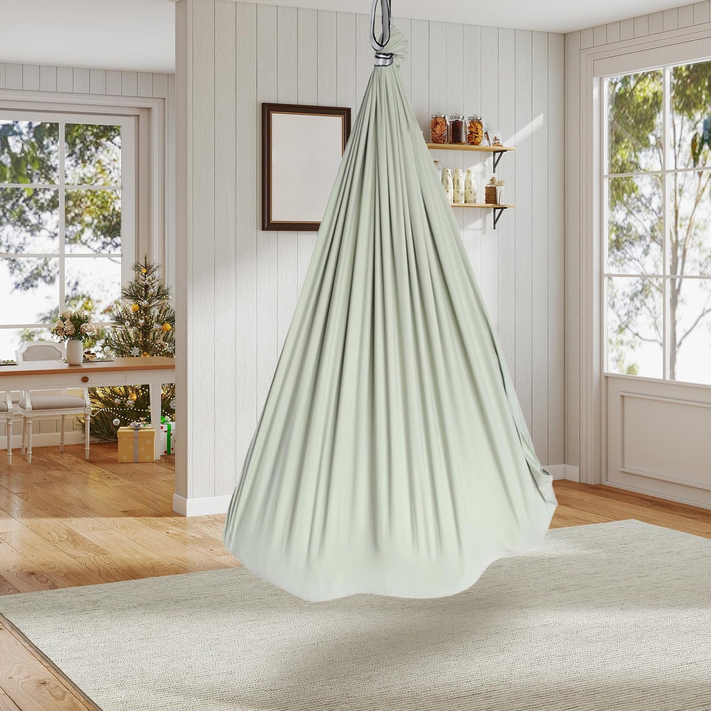 Sensory Swing, Indoor Outdoor Cuddle Hammock for Kids and Adults, with Heavy Duty Hardware, 360° Swivel, Calming Swing for Autism, ADHD and Sensory Integration