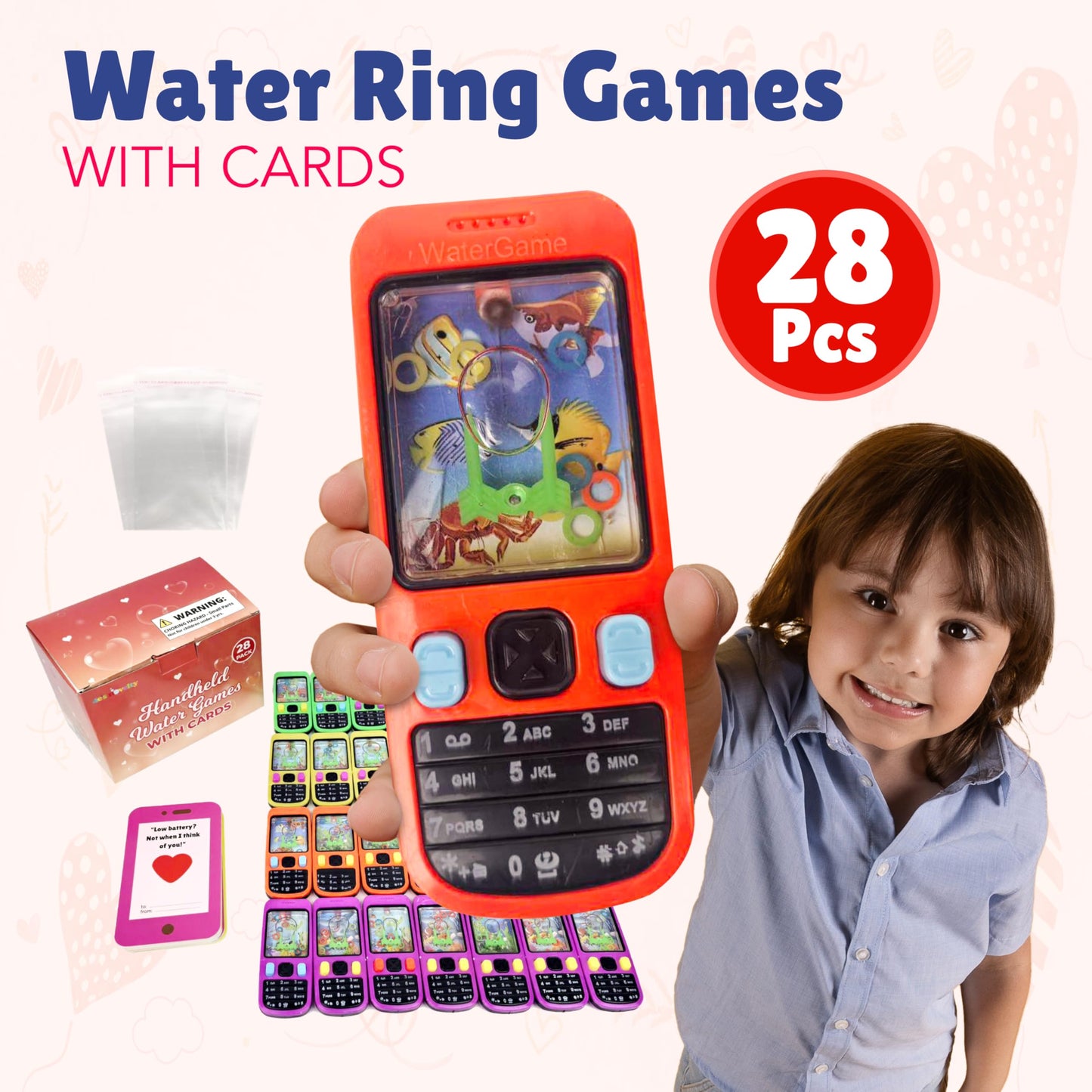 4E's Novelty 28 Pack Handheld Water Ring Games for Kids Birthday Gifts for Kids Ages 4-8 8-12 Classroom Prizes Rewarrds Bulk Gifts for Boys & Girls, Birthday Party Favors, Goodie Bag Fillers