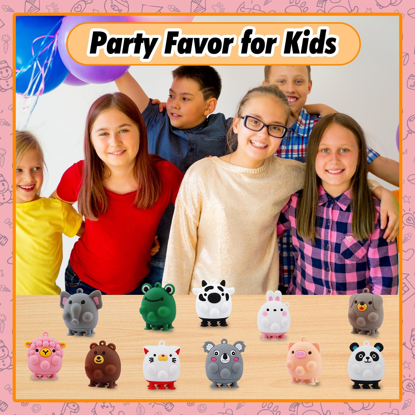 ChildFun 12 PCS Party Favors for Kids, 3D Animal Pop Toys, Goodie Bags Stuffers for Kids, Pinata Stuffers Carnival Prizes,Fidget Toys Bulk, Prize for Classroom, Suction Toys for Toddlers