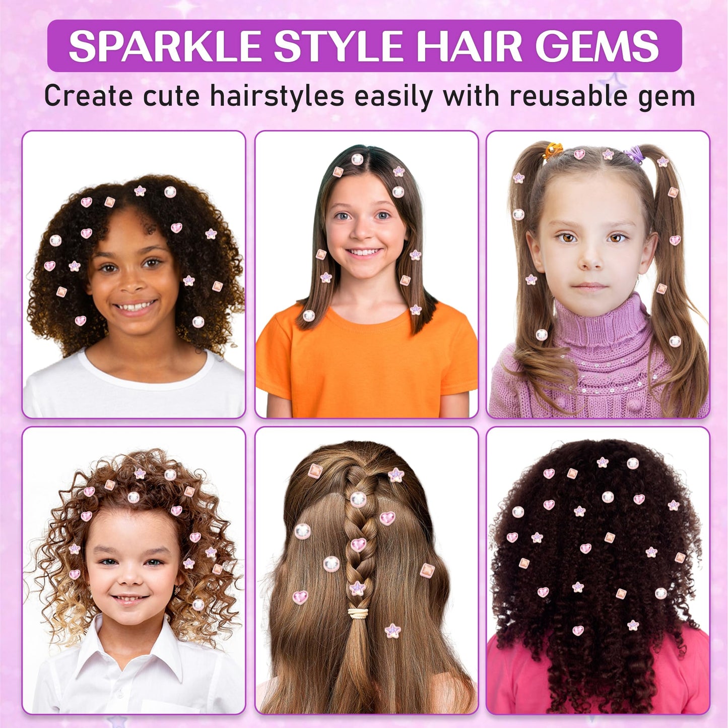 GLIMZY Hair Gem Stamper Kit for Girls – DIY Jewel Hair Applicator with Large Gems, Premium Hair Jewelry & Bling Toy Gift for Kids Ages 3–12