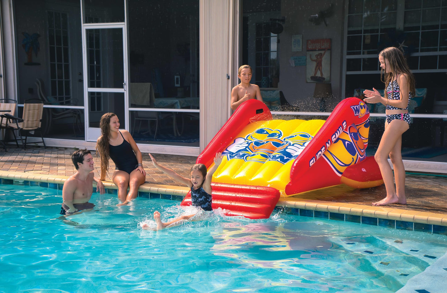 WOW Sports Slide N Smile Pool Inflatable Water Slide with Sprinklers