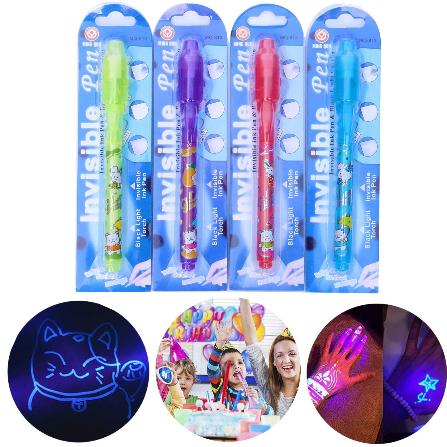 Invisible Ink Pen, Spy Pen Secret Message Writer with uv Light Magic Marker for Drawing Fun Activity Kids Party Favors Ideas Gifts and Stock Stuffer (24pcs)