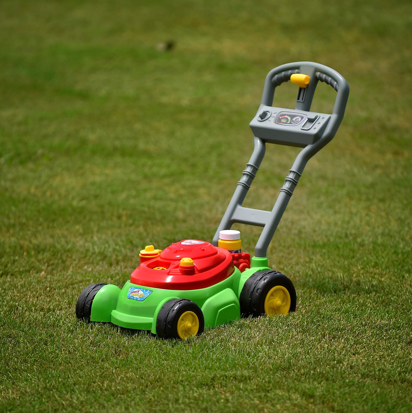 Maxx Bubbles Bubble-N-Go Mower, Includes 4oz Bubble Solution, Bubble Lawn Mower for Toddlers, Outdoor Bubble Toy for Kids, No Batteries Required, Red