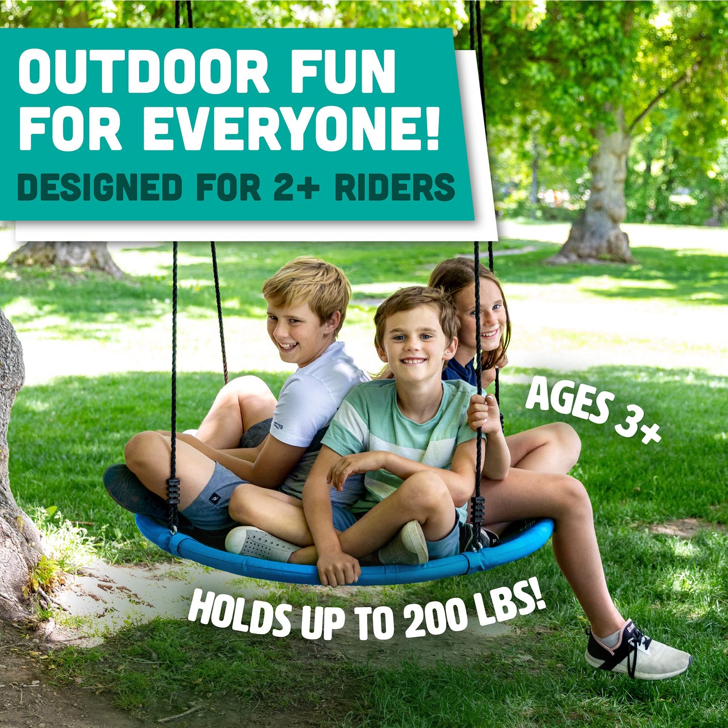 Flying Squirrel Giant Rope Swing - 40" Saucer Tree Swing- Additions & Replacements for Active Outdoor Play Equipment - Blue