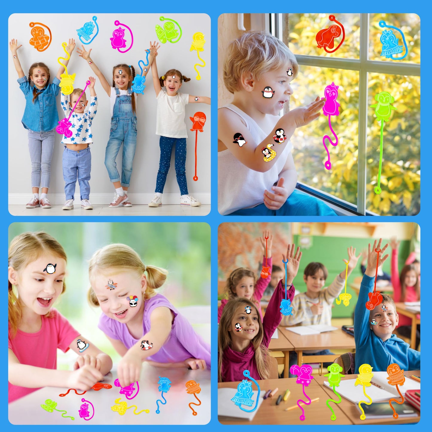 48PCS Penguin Party Favors - 24 Temporary Tattoos + 24 Stick Hands - Perfect Birthday Favors, Goodie Bag Stuffers, Treasure Box Toys, Classroom Prizes, and Student Gifts