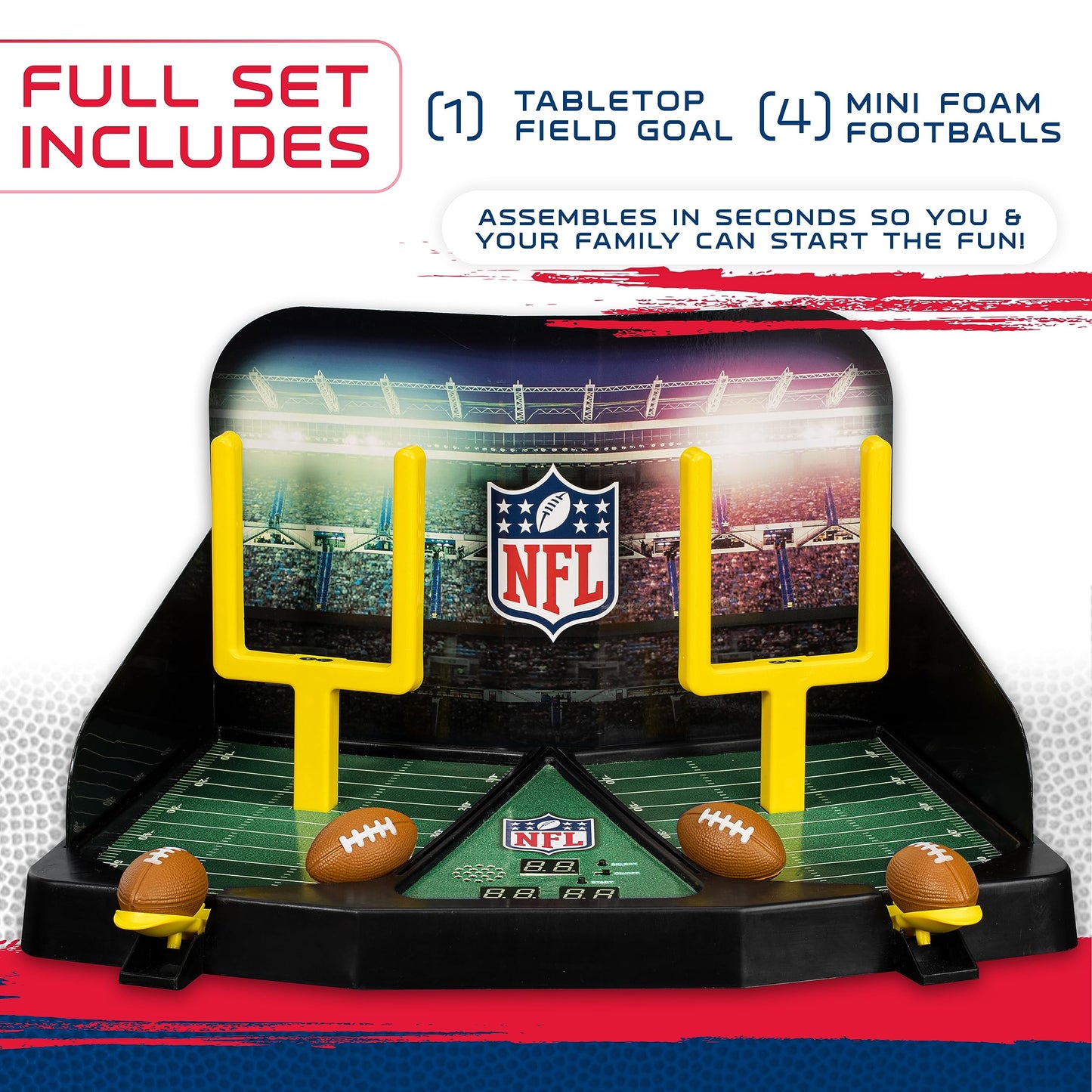 Franklin Sports Mini Football Field Goal Tabletop Game - Flying Field Goal Mini Football for Kids + Adults - Fun Indoor Sports Table Game for All Ages - Tabletop Toy