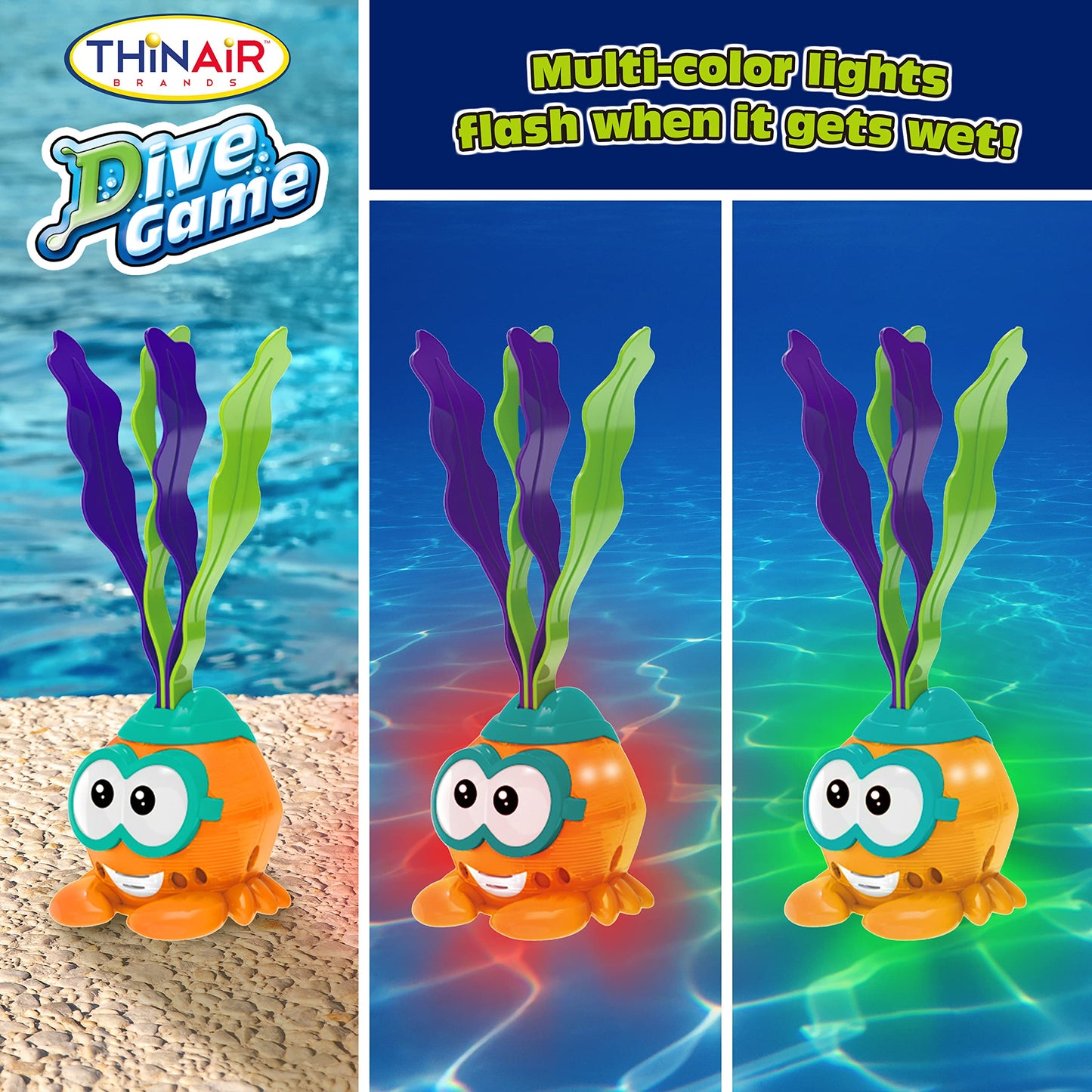 Nature Bound Light-Up Crab Pool Toy | Adorable Diving Toys for Kids Ages 3 to 10 | Colorful Swimming Pool Toys Light Up When They Hit The Water | Durable ABS Plastic | Batteries Included