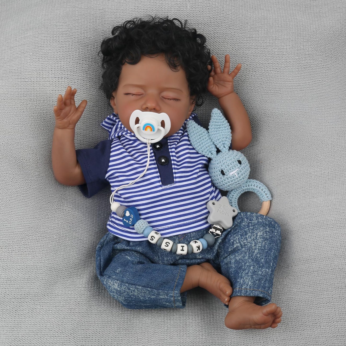 WOOROY Realistic Reborn Baby Dolls Black - 18 Inch Real Life Baby Dolls African American Baby Boy Poseable, Lifelike Sleeping Newborn Soft Cloth Body, Complete Gift Set for Kids Age 3+