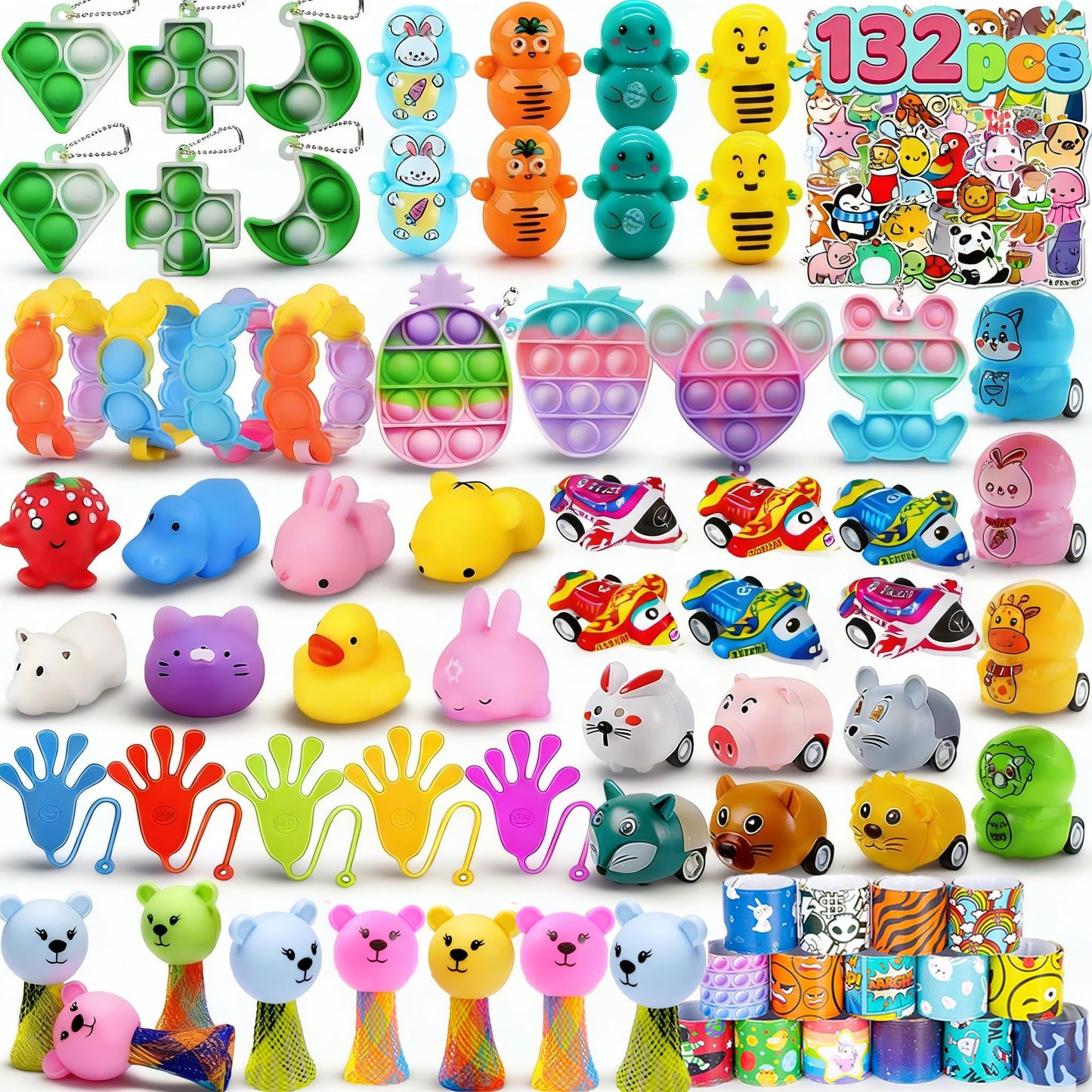 Duccsko 132 Pcs Party Favors for Kids, Treasure Box Toys Classroom Prizes, Goodie Bag Stuffers, Pinata Filler, Treasure Chest, Prize Box Bulk Toys, Small Fidget Toys for Students Rewards