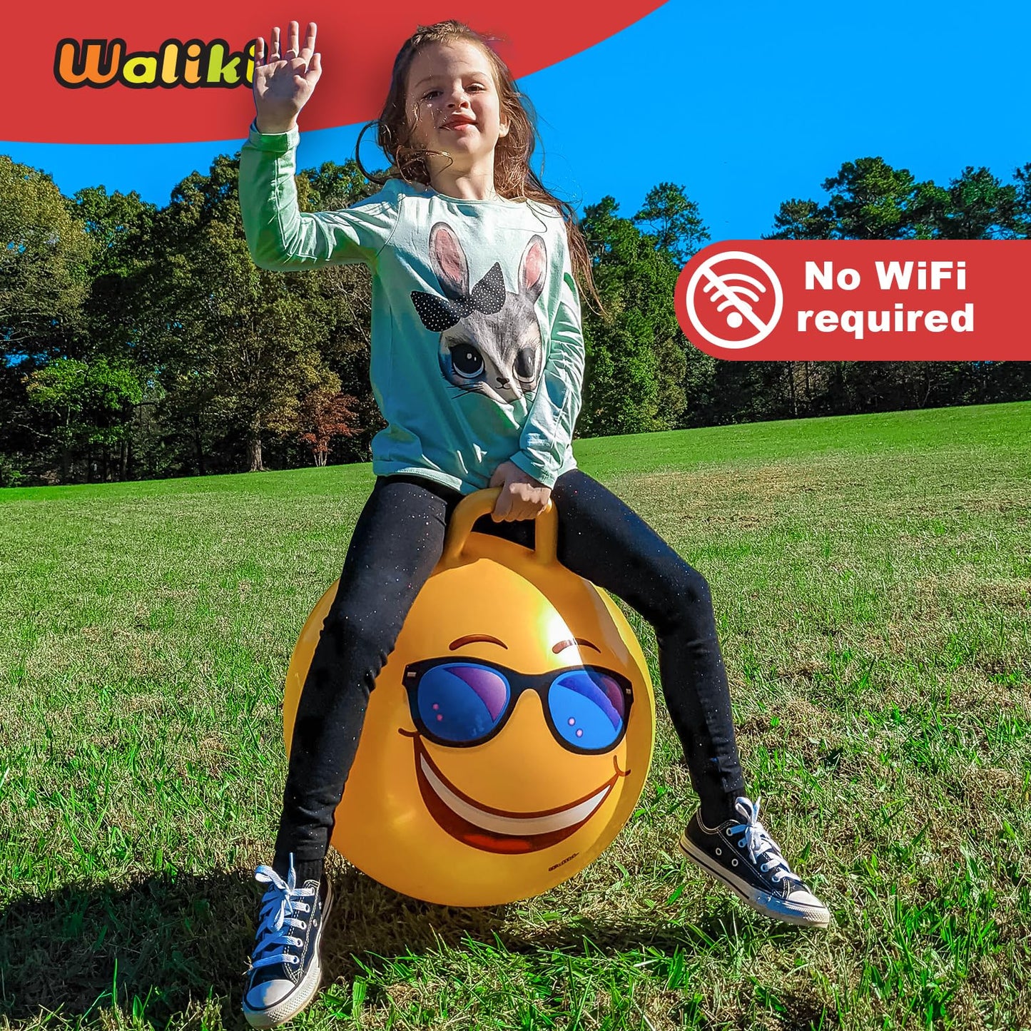 WALIKI Hopper Ball for Kids 7-9 | Hippity Hop | Jumping Hopping Ball | Bouncy Ball with Handles | 20”