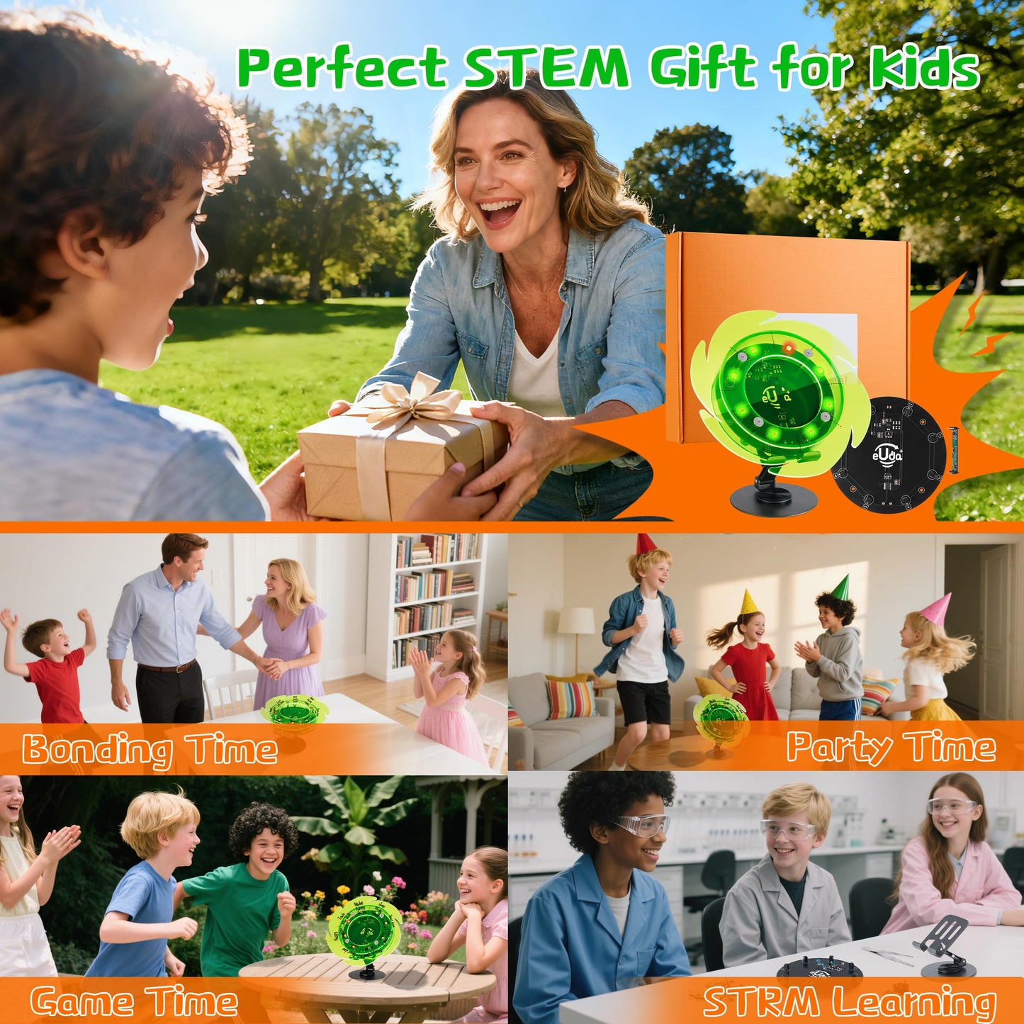 eUda+ STEM Interactive Lucky Wheel for 12-14-16-18+ Craft Kits for Teens 14-16 Stem Build Kits Ages 15-18 Physics Kits for 13-15 Year Old Soldering Practice Kit for Beginners (Soldering Version, RFG)