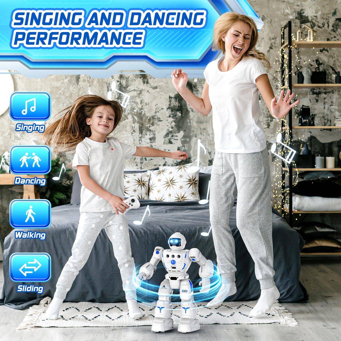 BAZOLOTA Robot Toys for Kids, Programmable Remote Control Robot with Walking, Sliding, Singing and Dancing, RC Gesture Sensing Control Smart Robots for Age 3-12 3-5 Kids Christmas Birthday