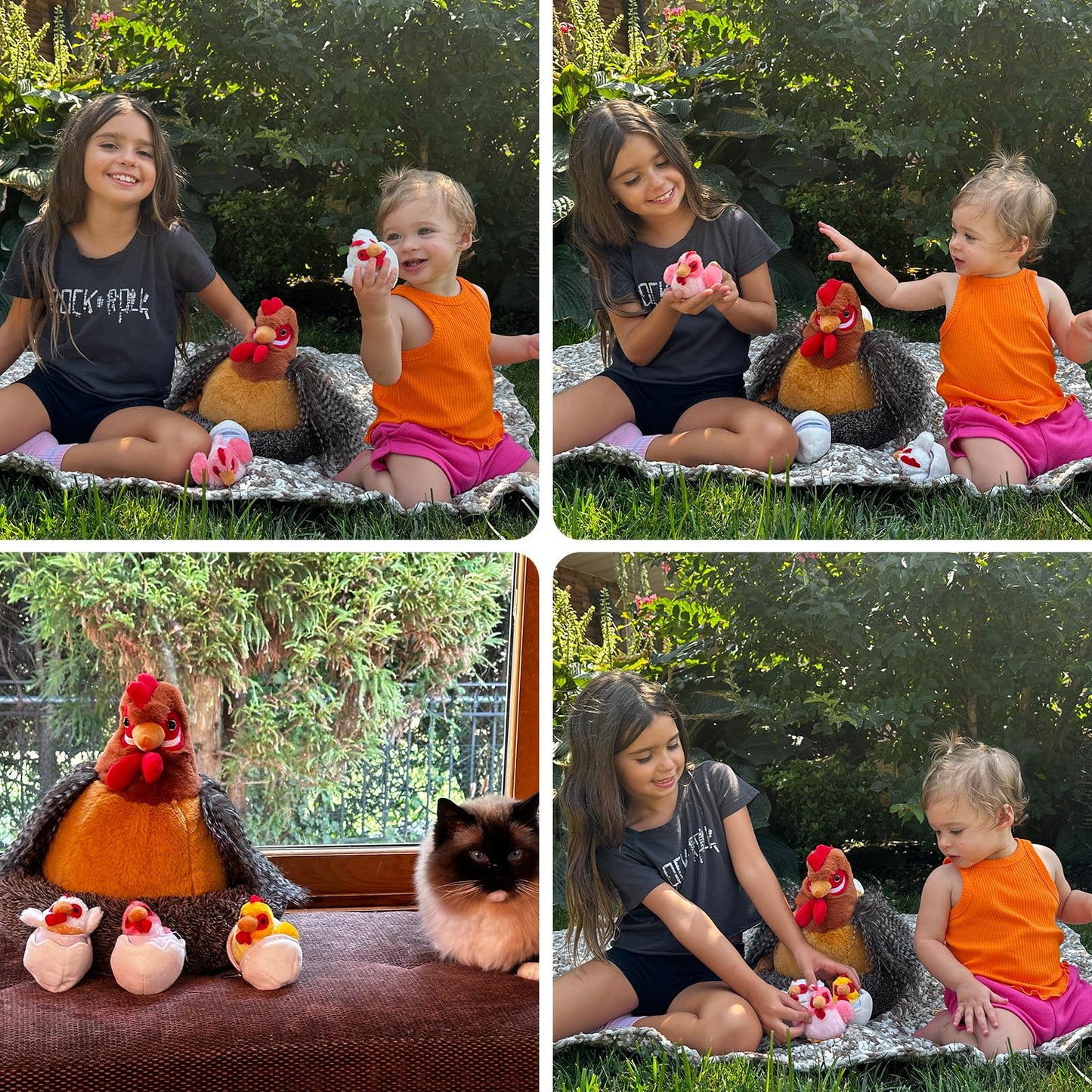 BENINY 8Pcs Chicken Stuffed Animal, Stuffed Hen with Little Baby Chicks and Coop, Rooster Plush Gifts Toys for Kids, Hit of Christmas Farm Party