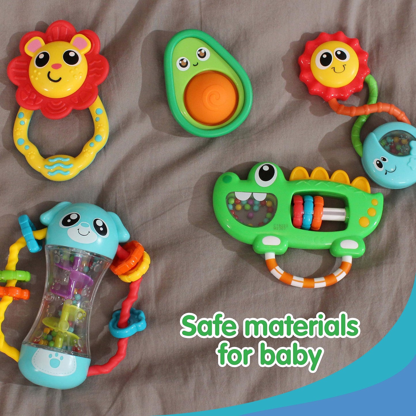 HAP-P-KID Baby Rattles Toy Set, Infant Sensory Shack and Grab Teether Rattle, Newborn Development First Learning, Baby Shower Gifts for 6 7 8 9 10 11 12 Months, 6-12 Months Teething for Boys Girls 6M+