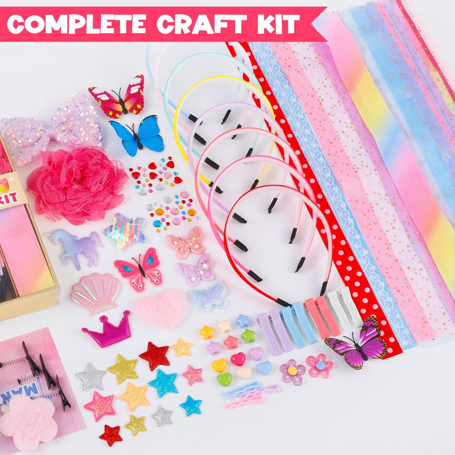 yasest Arts and Crafts Kit for Girls - DIY Headband Making Kit for Girls, 89pcs Fashion Hair Accessories Set, Art & Craft Gift for Kids 6-8 - Ideal Gifts for 5 6 7 8-12 Year Old Girl