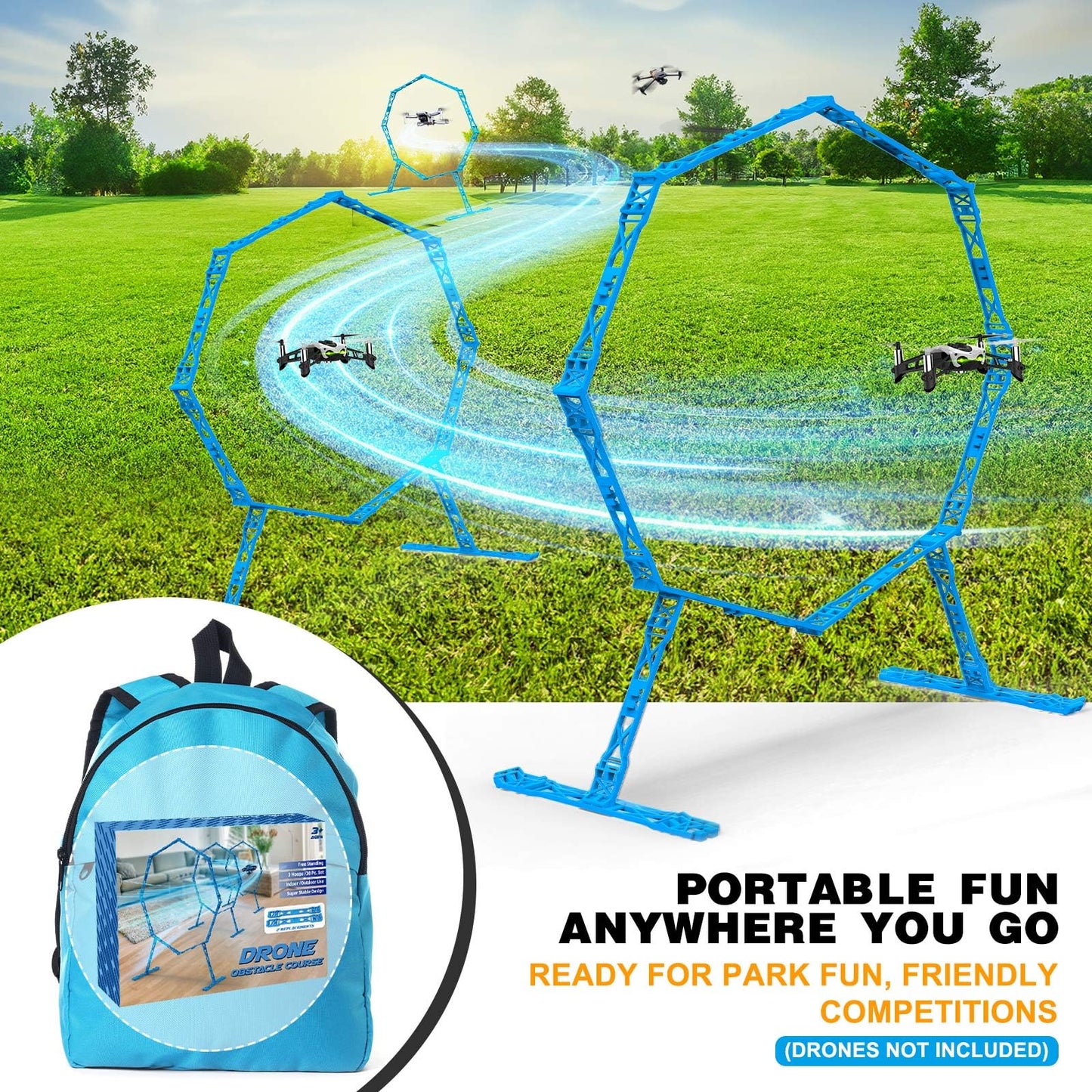 Dolanus 3-Pack Obstacle Hoops for FPV Racing Drones - Durable & Easy-Build - Ideal Drone Obstacle Course for Kids 6-12 & Adults, RC FPV Racing & Model Aircraft Games