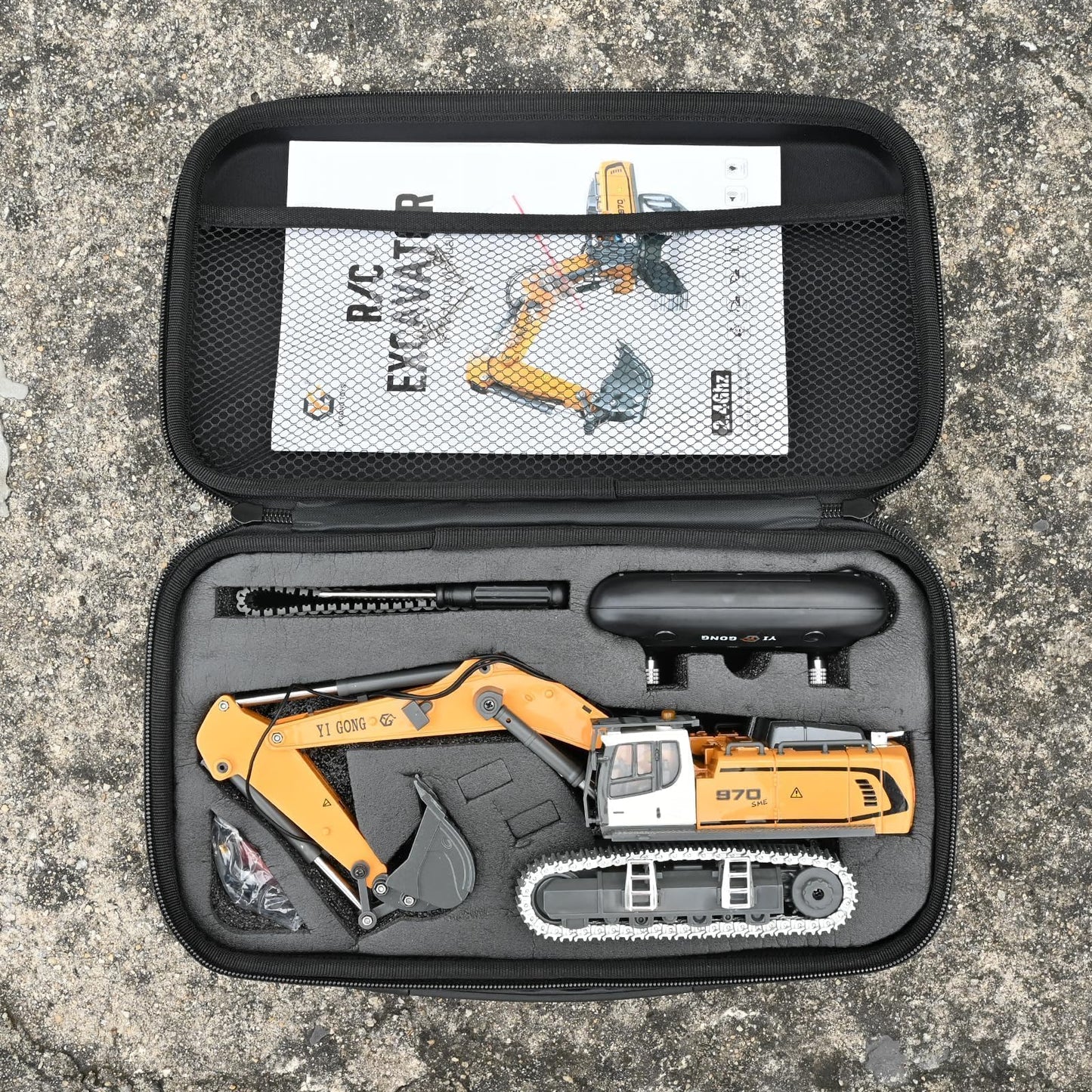 KidsFaves Pro-Grade Remote Control Excavator for Adult Metal Micro-Scale RC Construction Model with Leadscrew Digging System, Dual Battery Includes Portable Carry Case