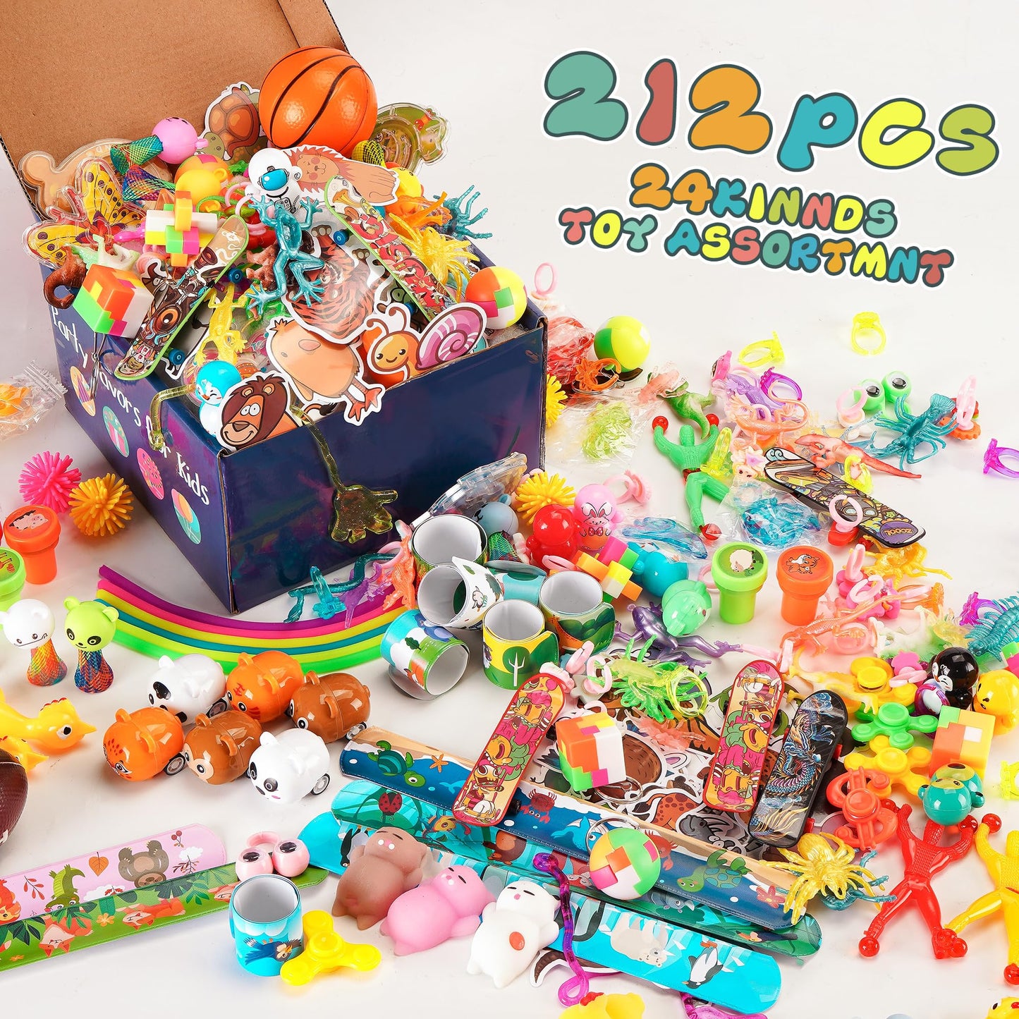 212 Pcs Party Favors for Kids, Bulk Prize Box Toys for Kids Classroom Elementary, Goodie Bags Stuffers for Ages 4-8 8-12, Easter Egg Fillers, Pinata Stuffers, Treasure Chest Small Toys, Birthday Gifts