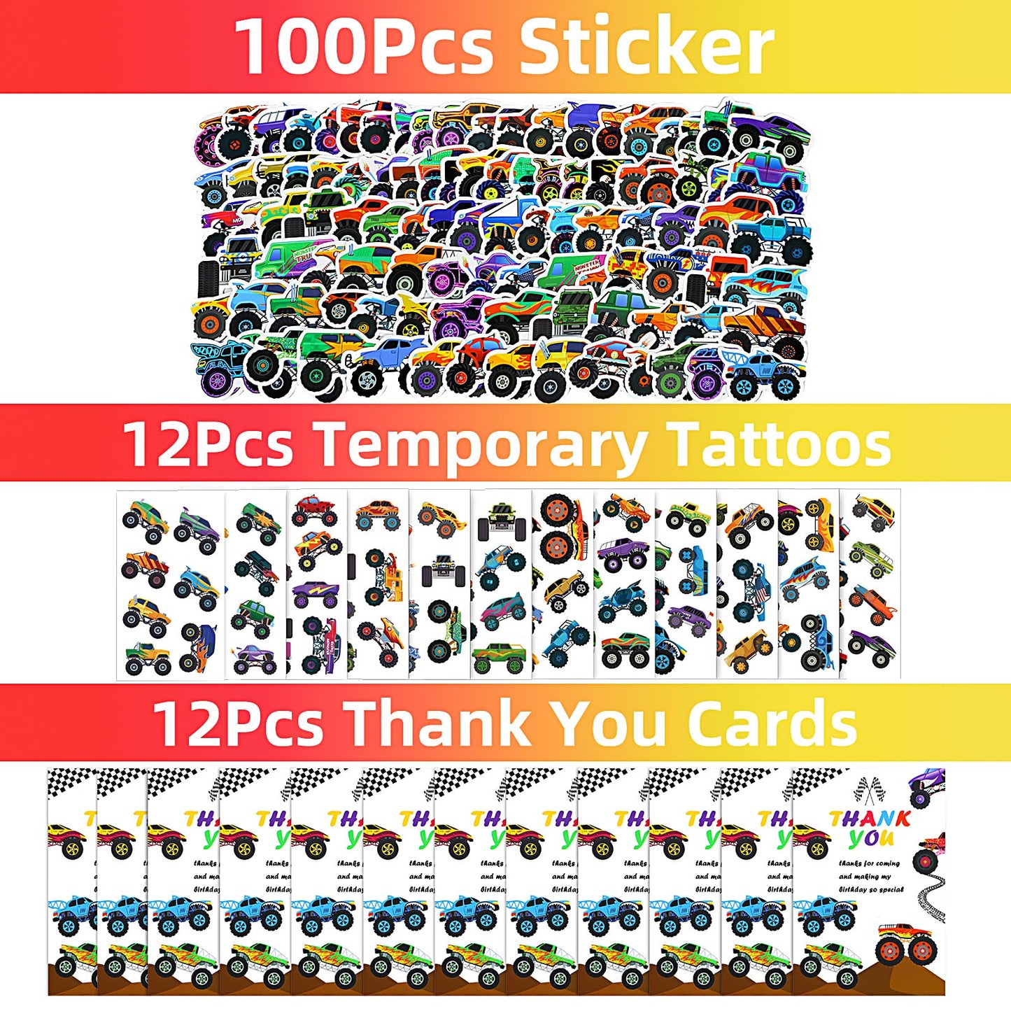 TUWUNA Monster Truck Party Favors for Kids Birthday Decorations Supplies Truck Party Goodie Bags Stuffer Pinata Filler Gifts