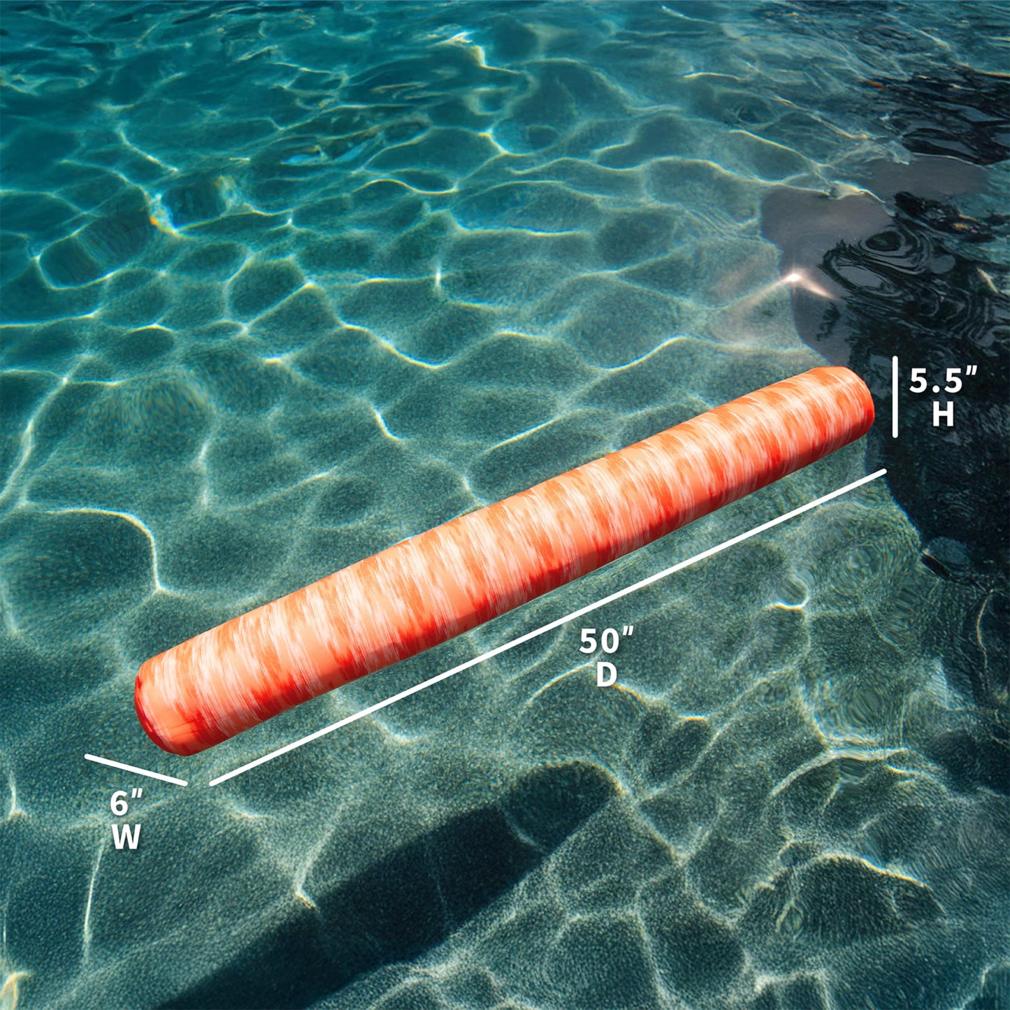 Big Joe Noodle Pool Float, Peach Glow, Doubled-Sided Mesh, Quick Draining Fabric, No Inflation Needed