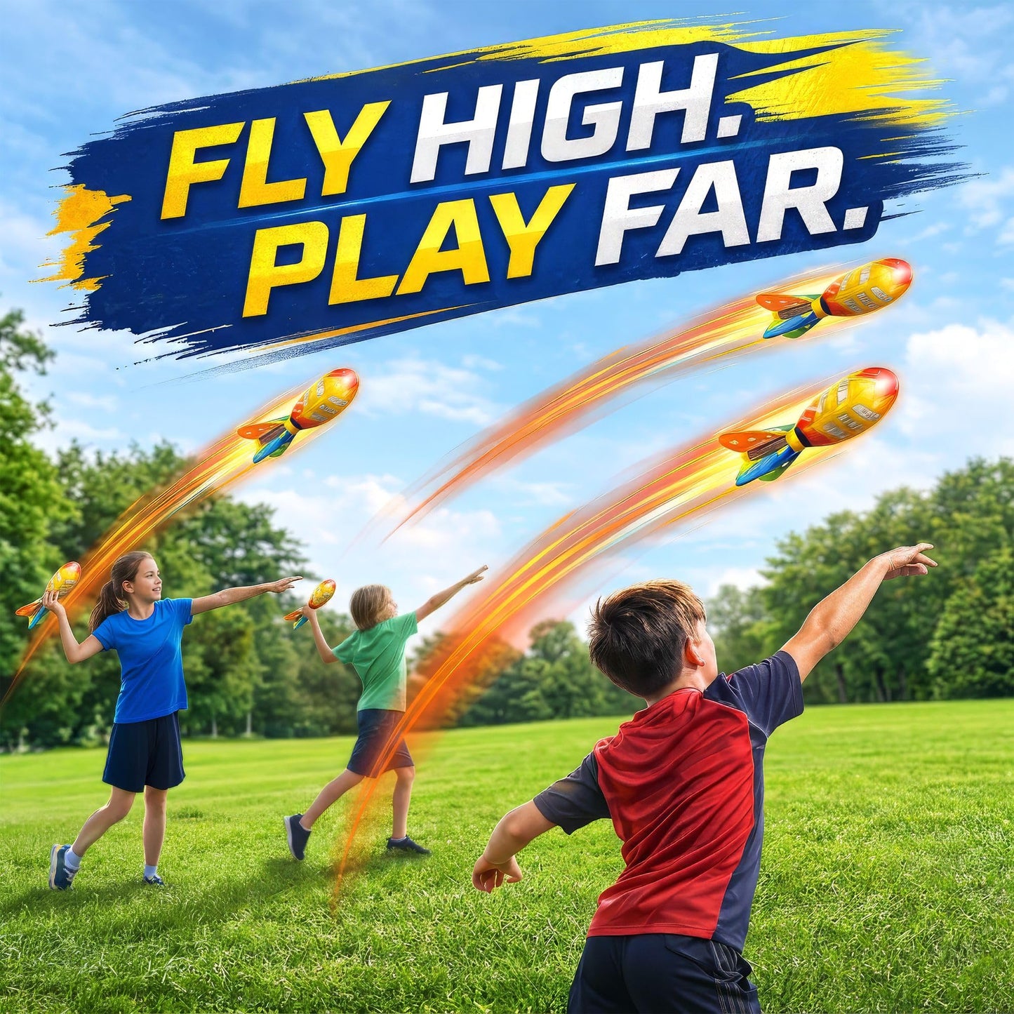 Liberty Imports 12 Pack Flying Foam Foam Missile Footballs with Tails, Sports Aero Pocket Flyers Toys for Kids Outdoor Backyard Activities, Games, Party Favors (9 Inches)