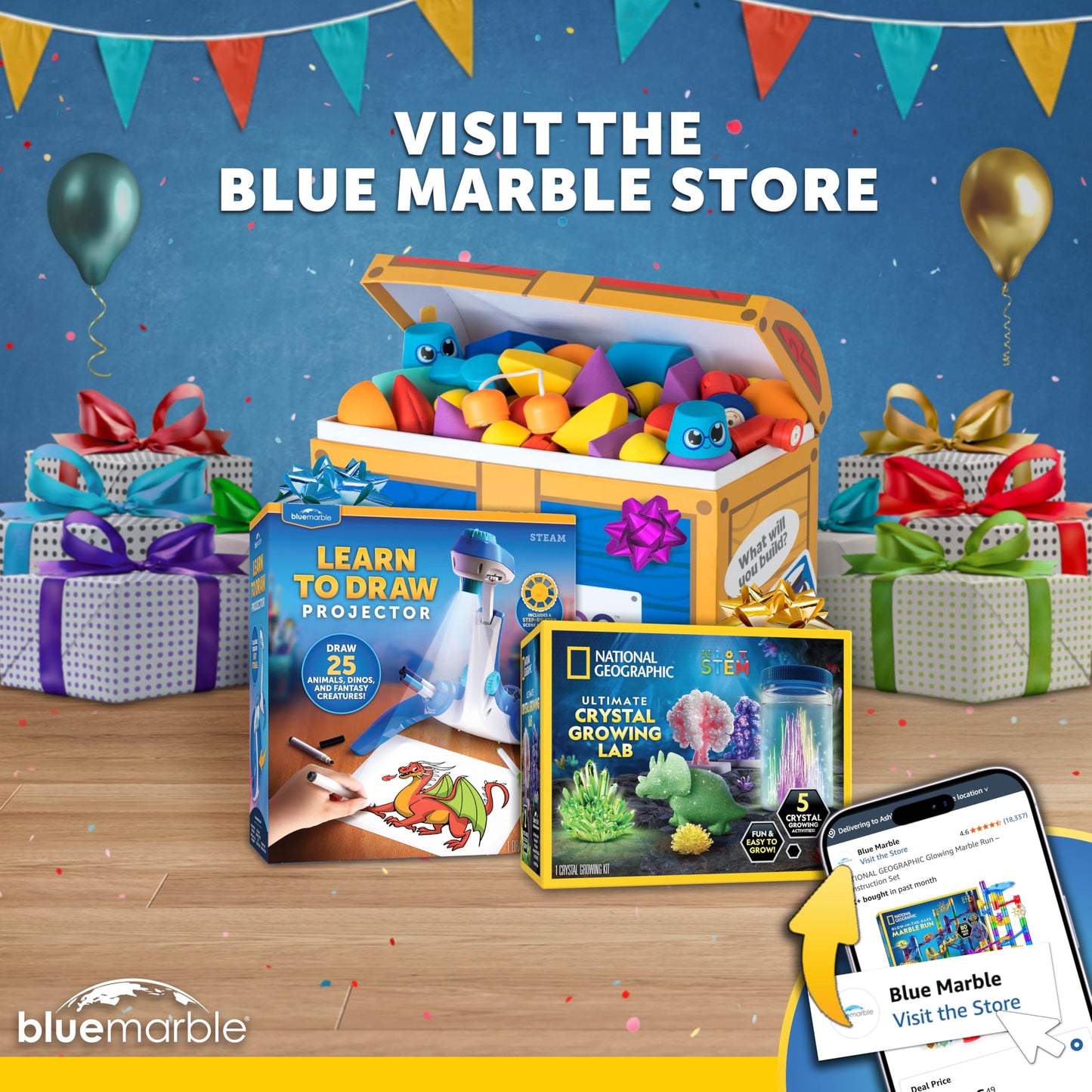 NATIONAL GEOGRAPHIC Mega Arts and Crafts Kit for Kids – Mosaic Kit, Marbling Paint Kit & Air Dry Clay Pottery Kit – Art Projects for Kids Ages 8-12, Crafts for Girls and Boys (Amazon Exclusive)