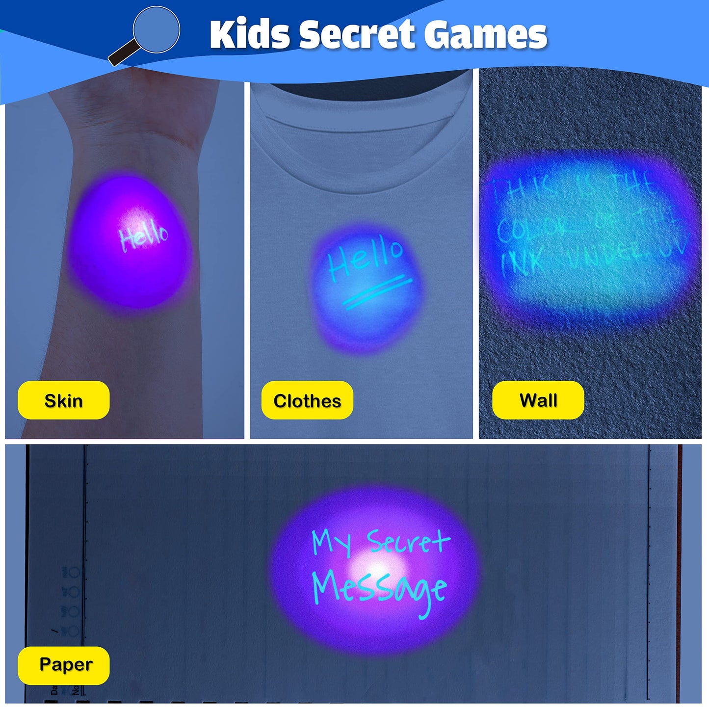 GIFTINBOX Invisible Ink Pen, 16PCS Spy Pen with UV Light for Kids, Birthday Party Favors for Kids 4-8 8-12, Classroom Prize for Students Magic Marker for Secret Message
