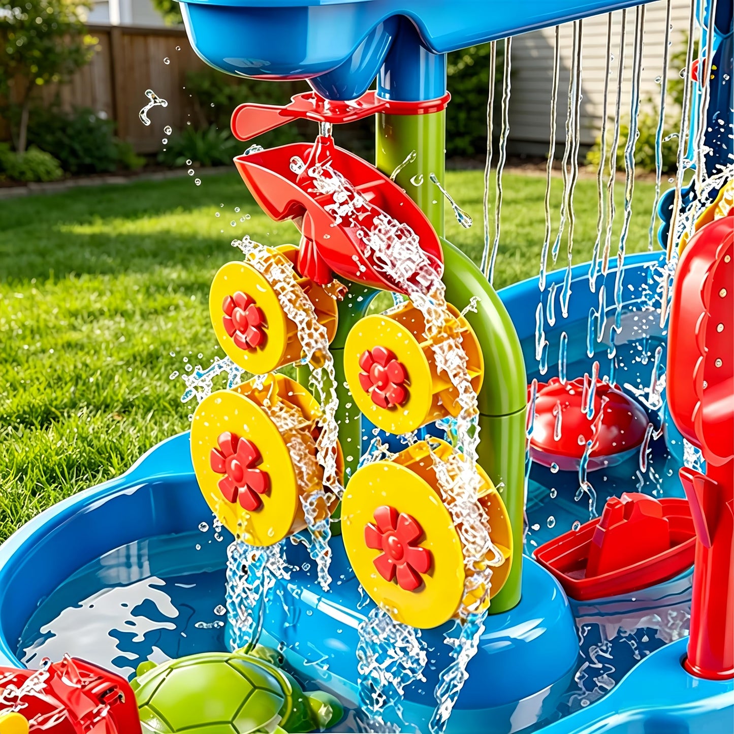 JUKUDAHU 3-Tier Water Table for Kids Ages 4-8 3-5, Sand and Water Table for Toddler with Beach Toys, Outdoor Toys Activity Sensory Play Table, Birthday Gifts for Toddlers 2 3 4 5 6 7 8 Boys Girls
