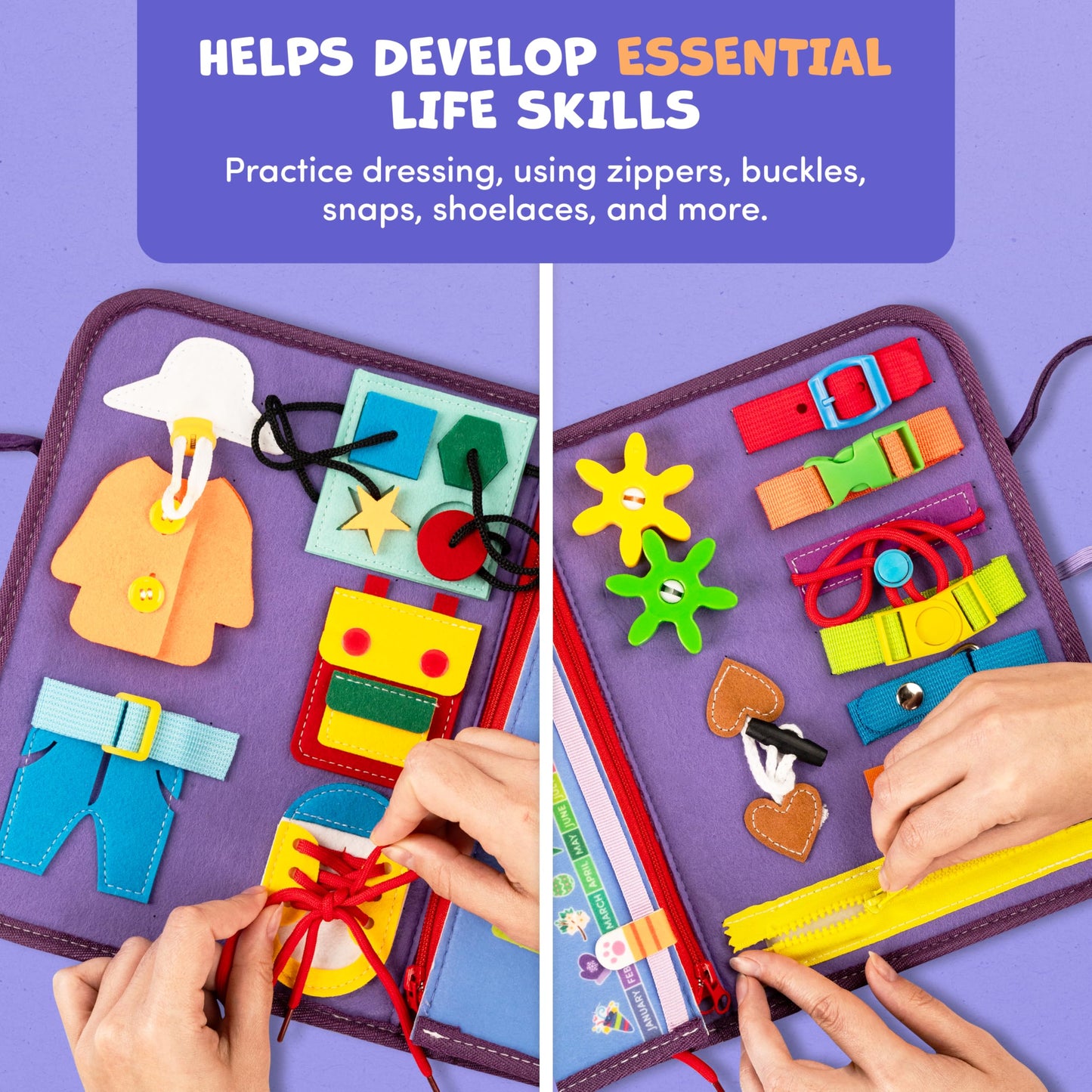Clever Fox Play Busy Book for Toddlers 1-3 Year-Old – Baby Busy Board Book – Montessori Felt Activity Board for Learning Fine Motor Skills, Car Airplane Travel Toy – Birthday Gift for Kids Ages 1+