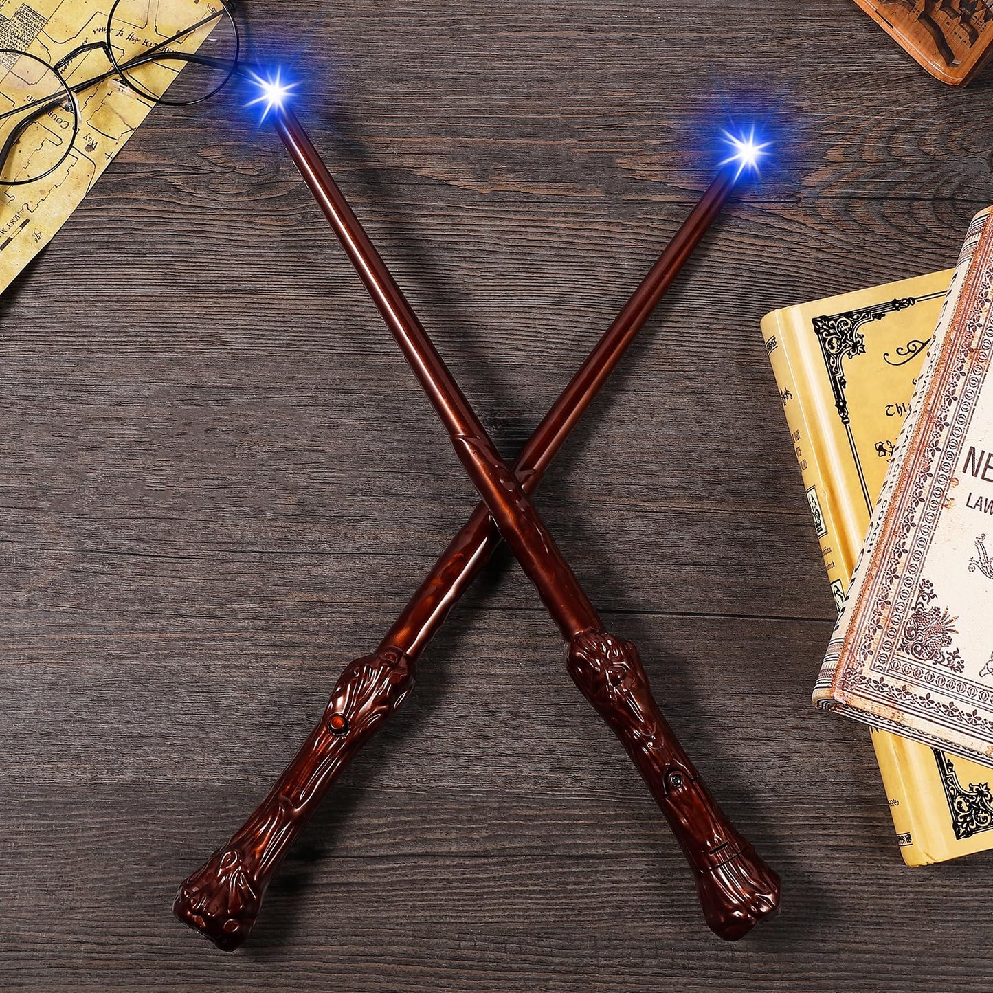 MagicRanger Light Up Wizard Magic Wands with Sound Illuminating Witch Wand Set for Kids Cosplay Birthday Party Favors, Root 2PCS