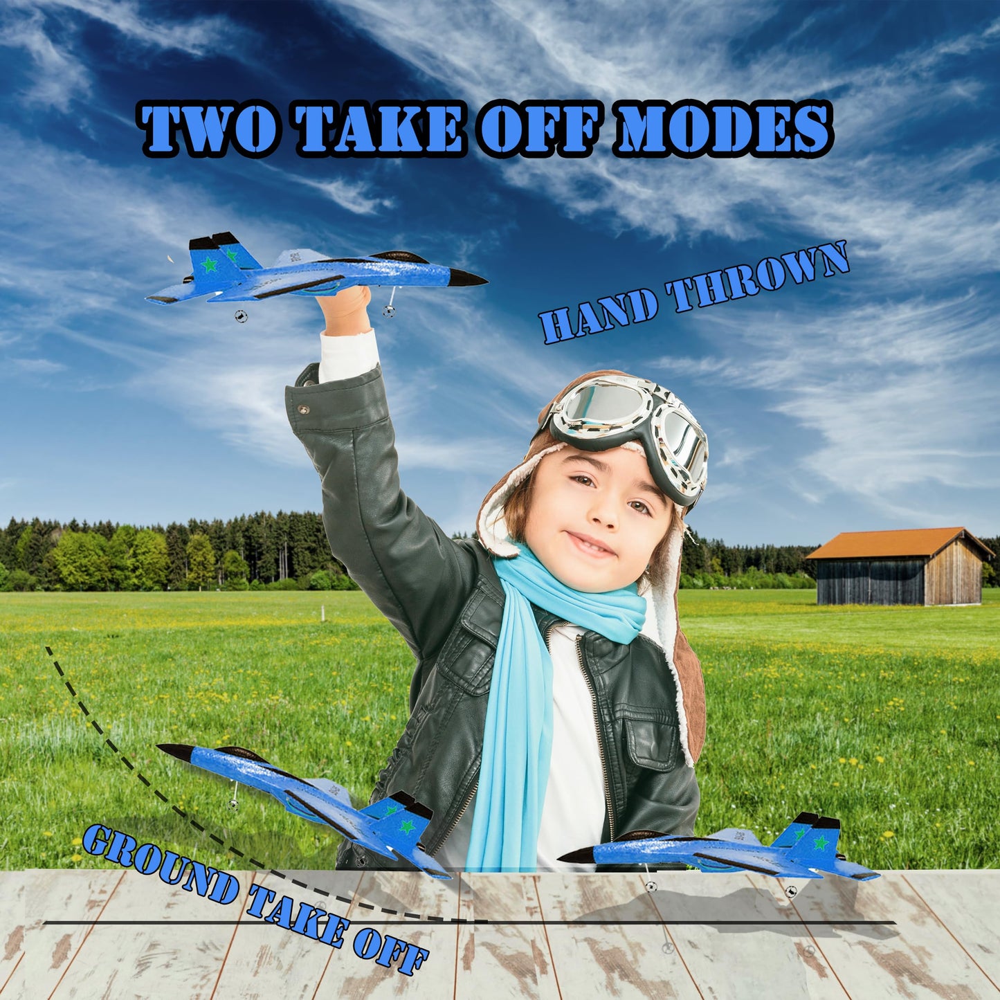 Eayaele SU-35 RC Plane, 2CH Remote Control Airplane, Ready & Easy to Fly for Beginners, RC Aircraft Jet with Luminous (Blue)